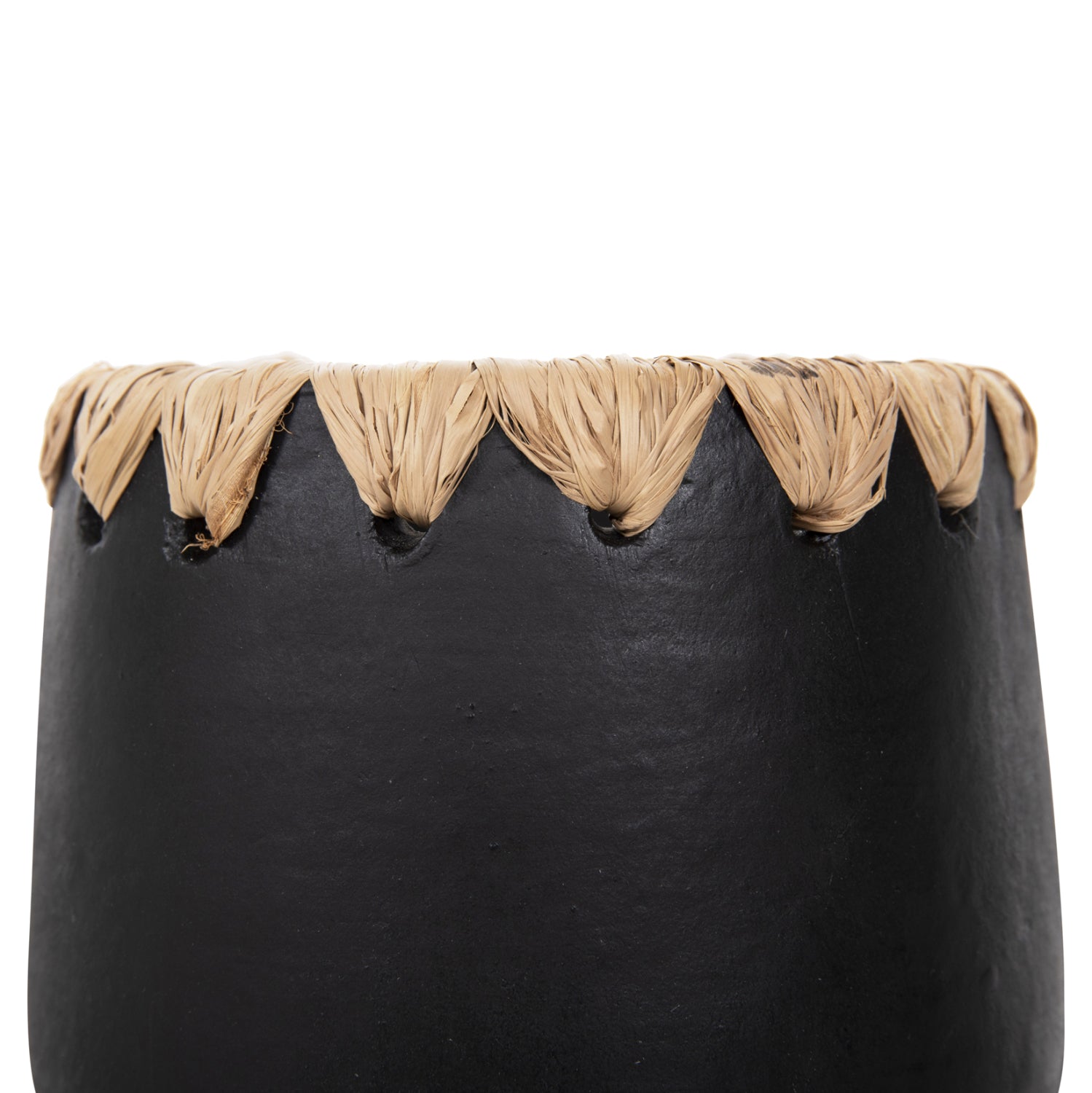 Ваза керамика цвят черен-натурал Φ13x16