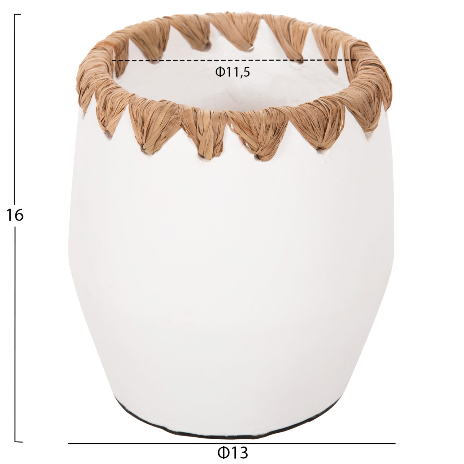 Ваза керамика цвят бял-натурал Φ13x16