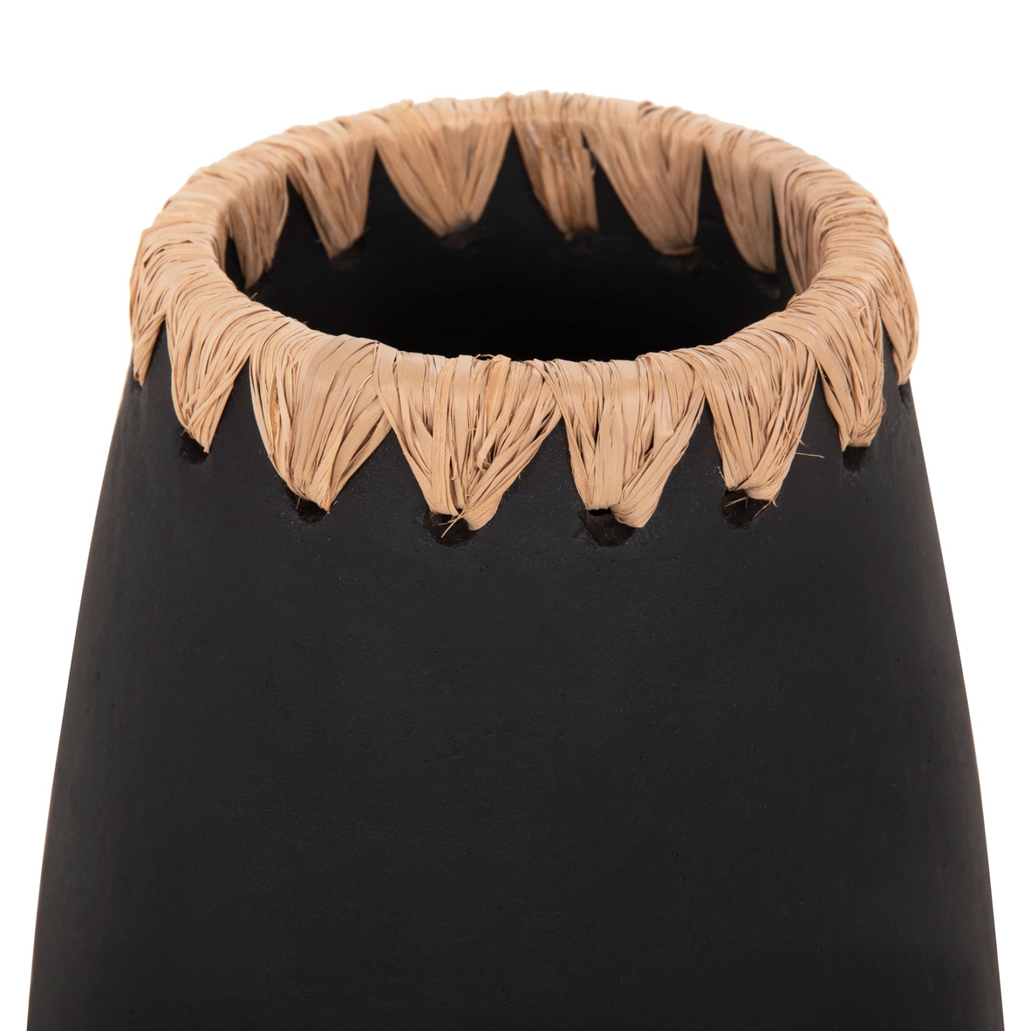 Комплект от 3 декоративни теракотови вази в черно с венец на гърлото