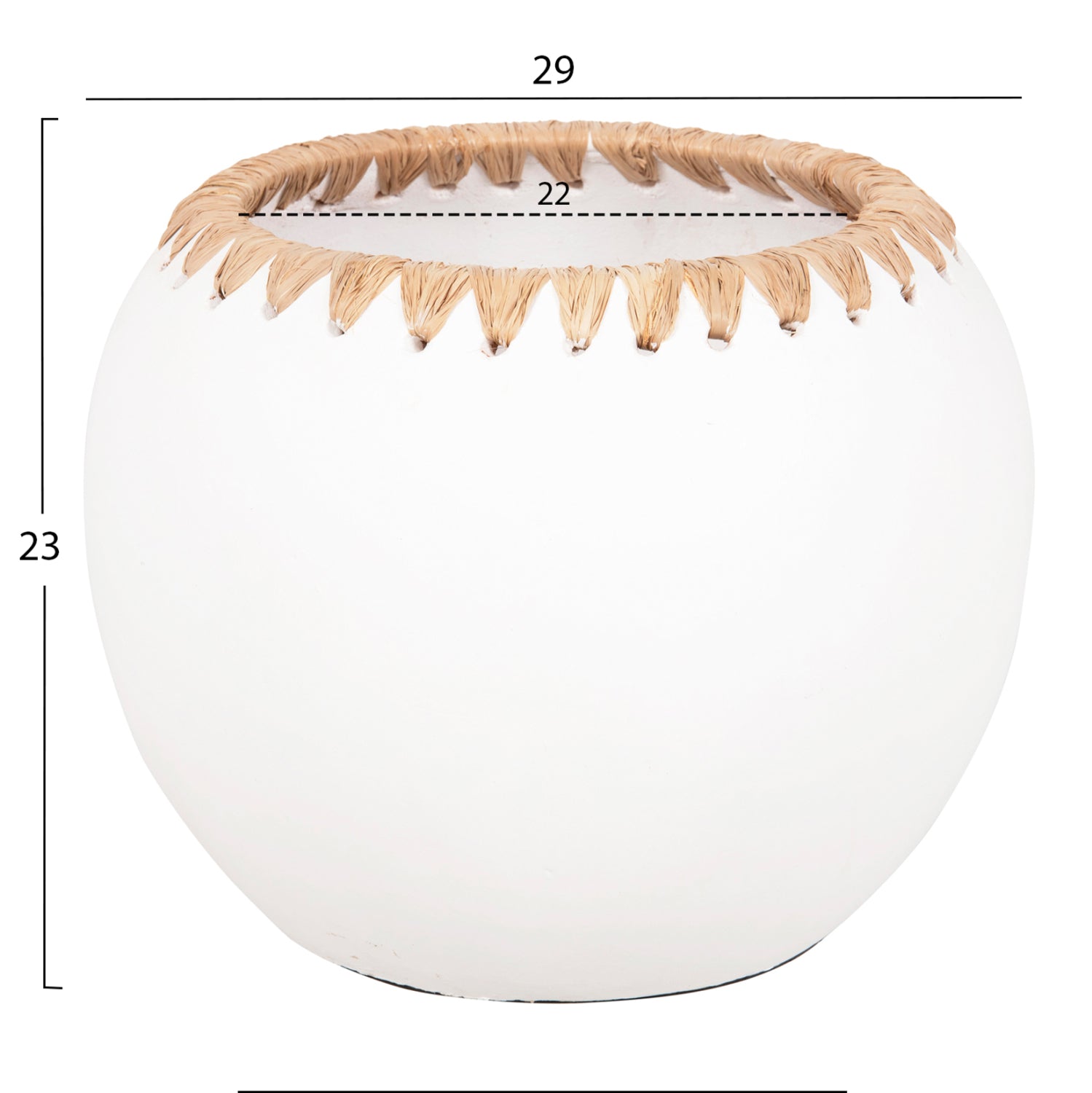 Ваза керамика цвят бял-натурал  Φ29x23