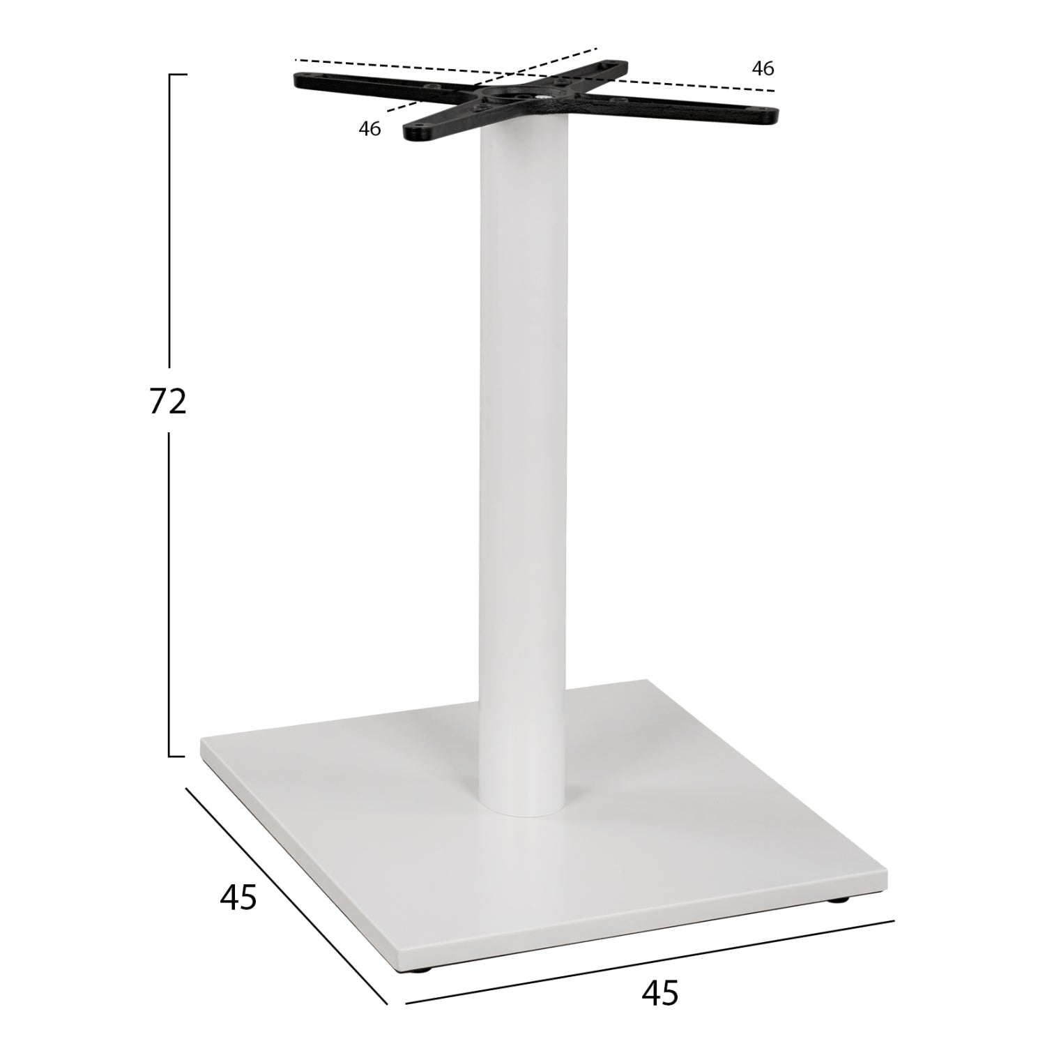 Основа за маса 438 метална бял цвят 45X45X70см с регулатори