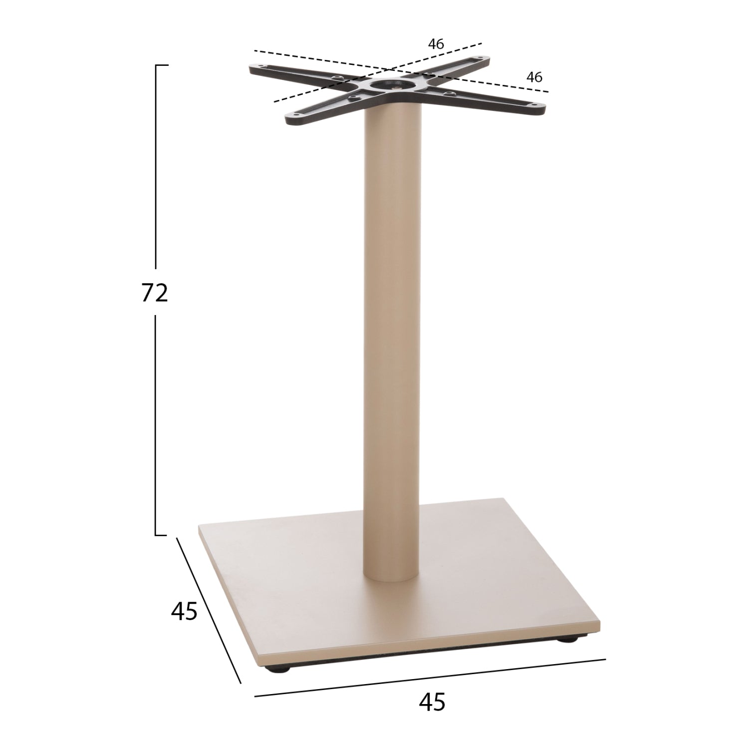 Основа за маса 438.25/  метална- капучино с регулатори 46х46х71см.