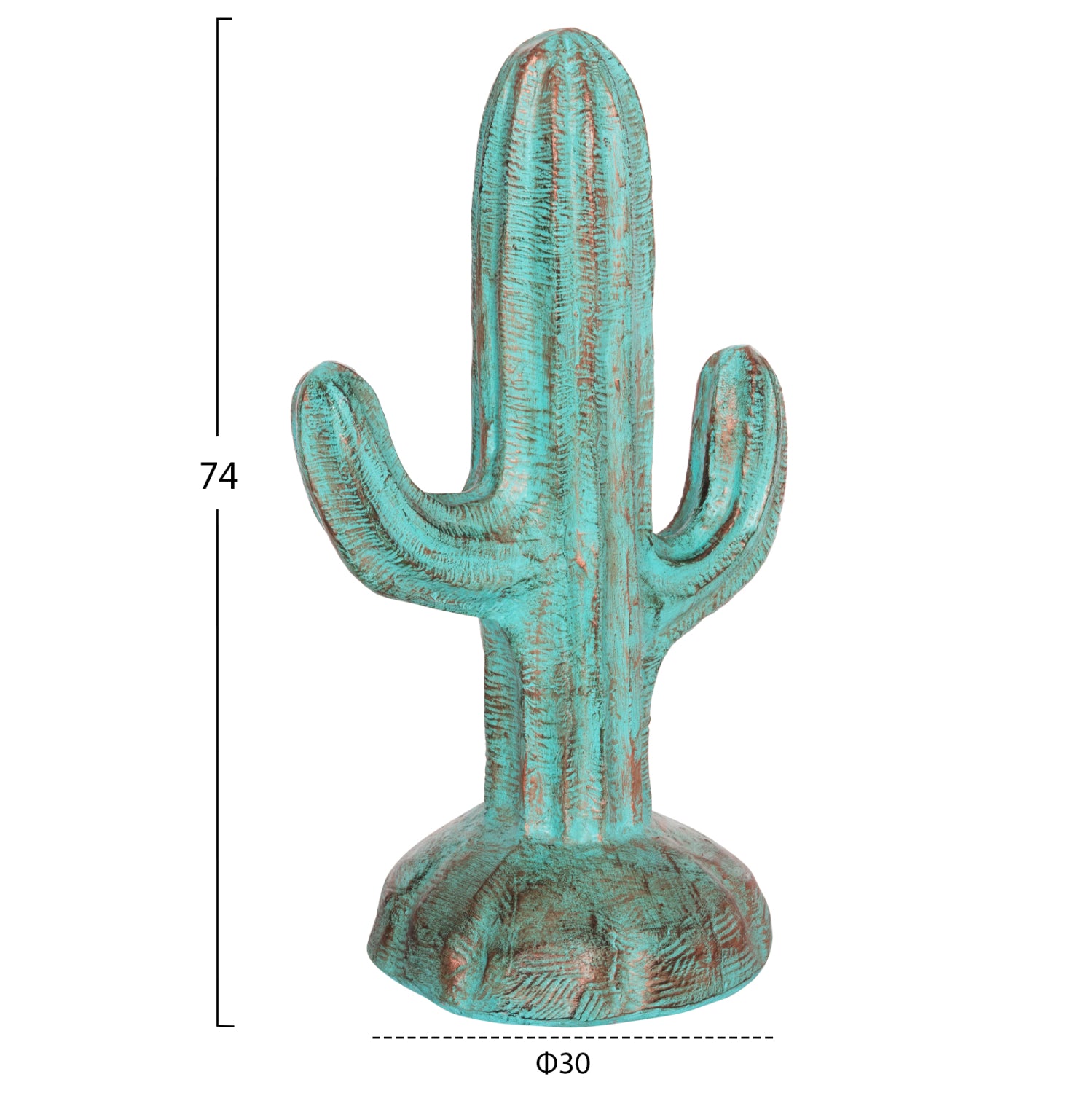 Декоративен подов кактусов гипс в тюркоазен цвят 42x30x74см