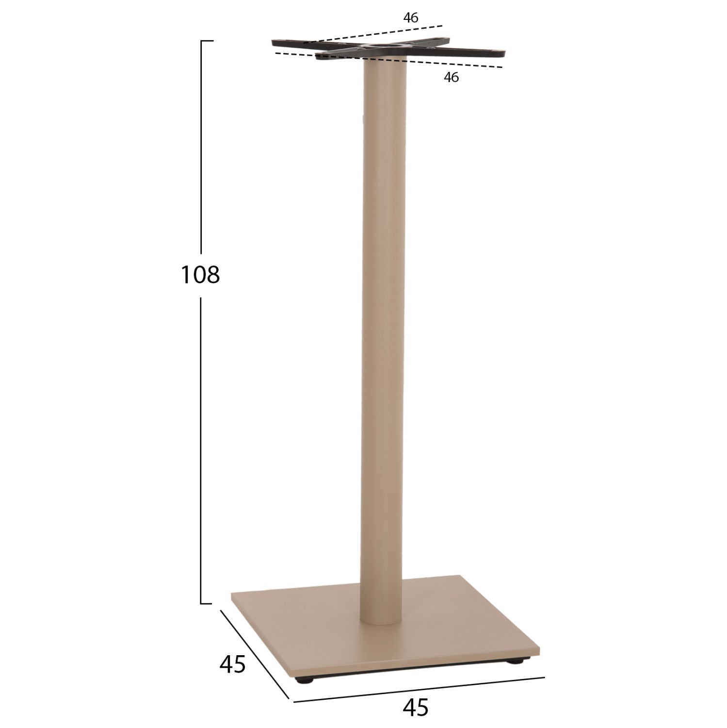 Основа за бар маса 439.25/ метална капучино с регулатори 46x46x107.5см.