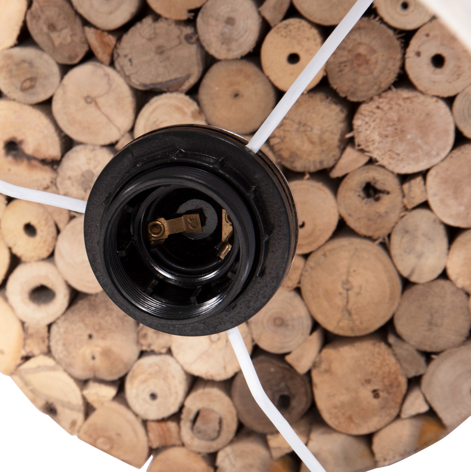 Цилиндрична настолна лампа twiggy driftwood и бежова шапка φ245x45hcm