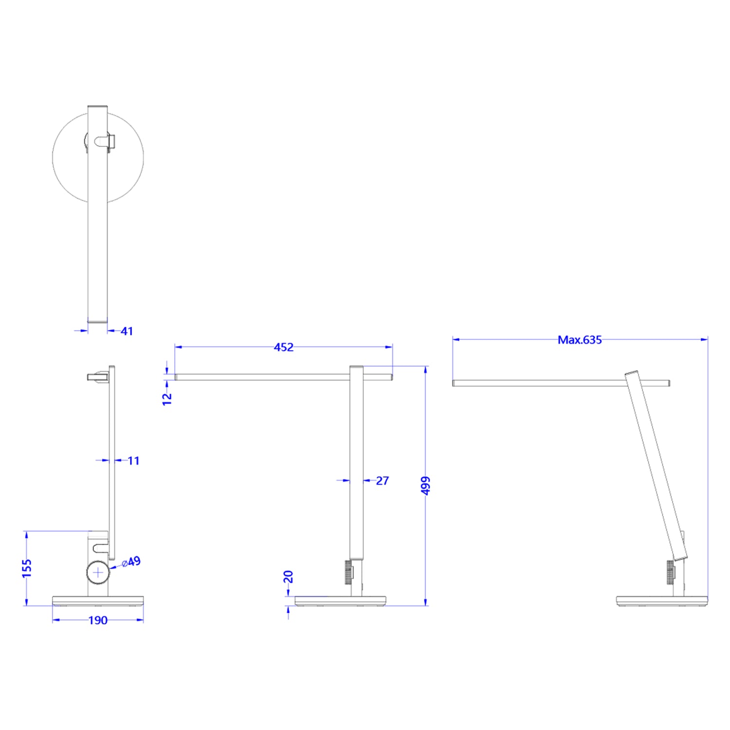 Led настолна лампа BLAIN сребрист цвят Φ19x49.9см