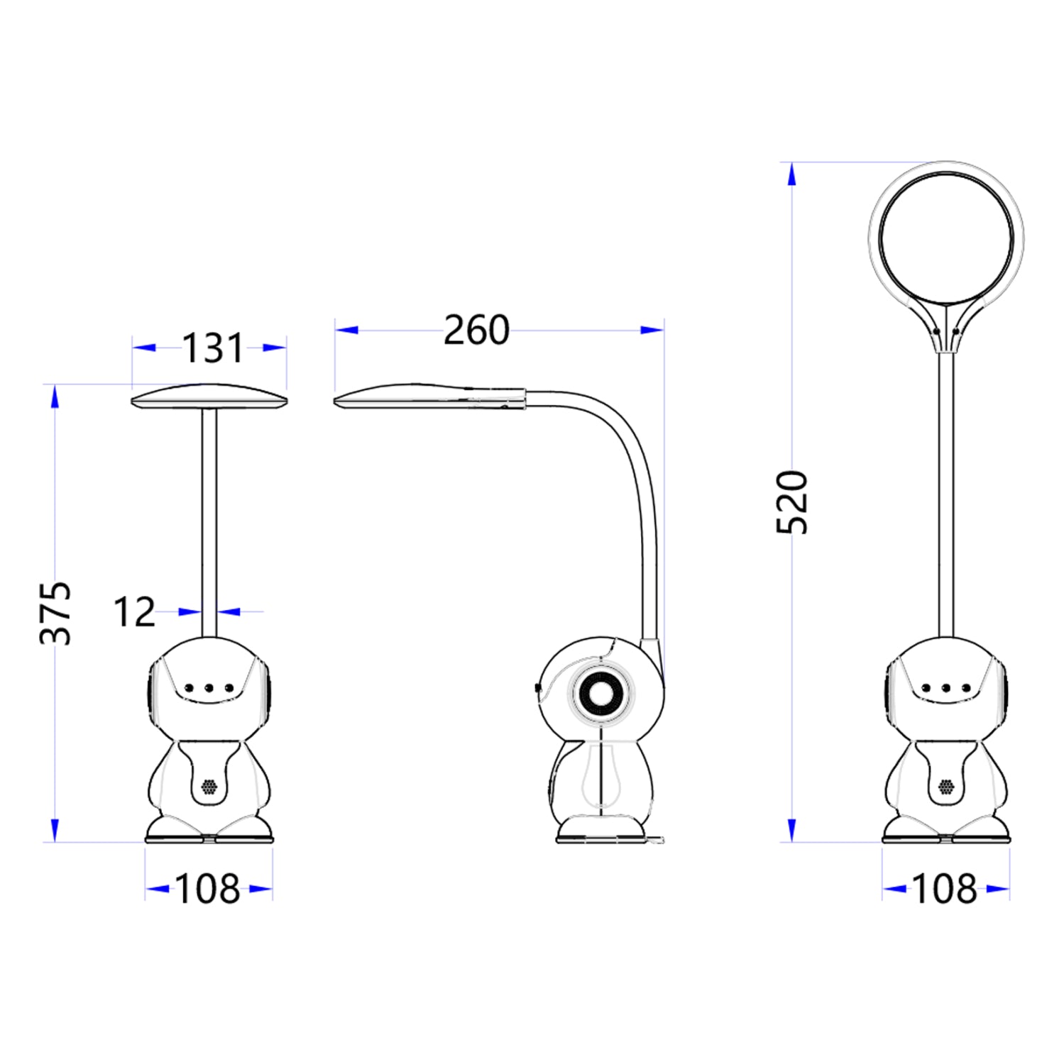 Led настолна лампа  BADOO ROBOT цвят бял-син
