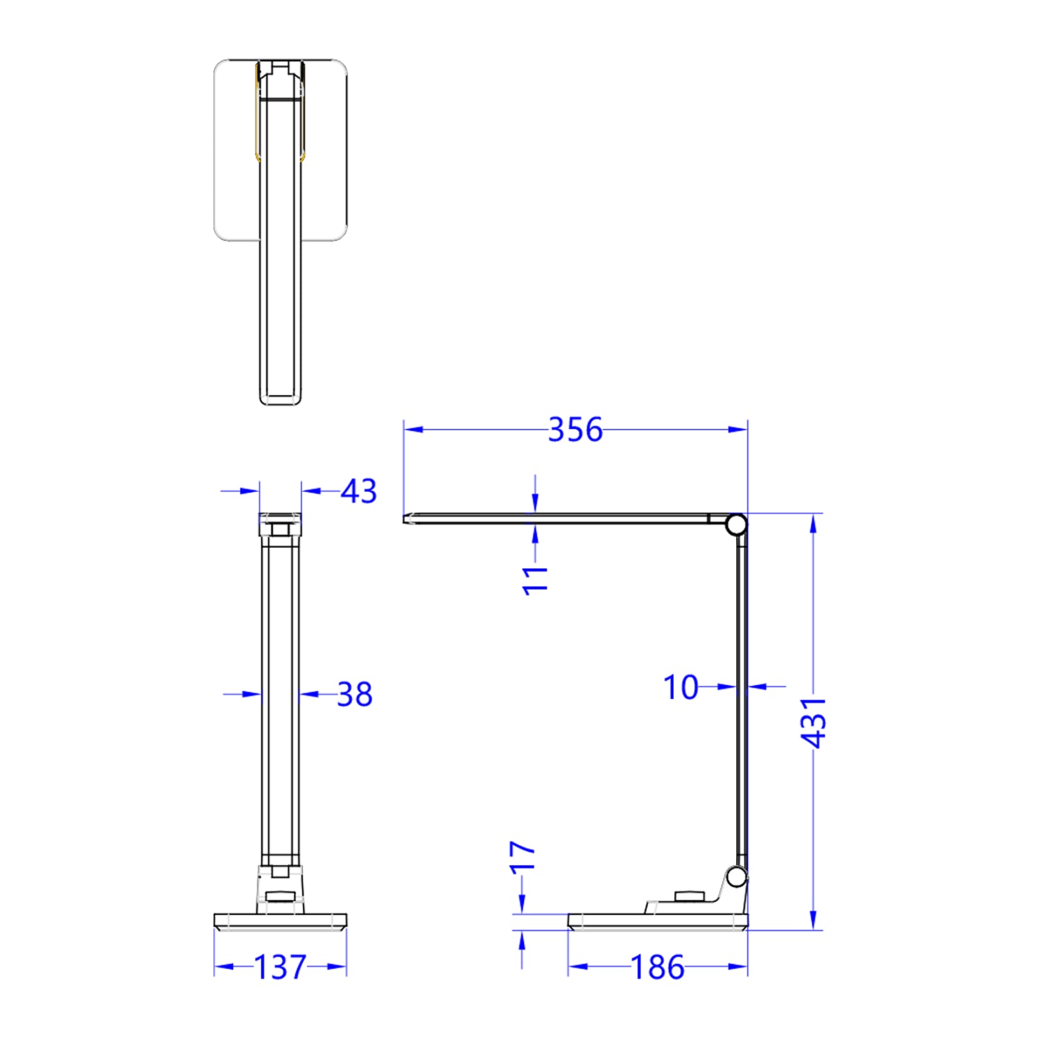 Led настолна лампа BLAIN  сребрист цвят 35.6x43.1см