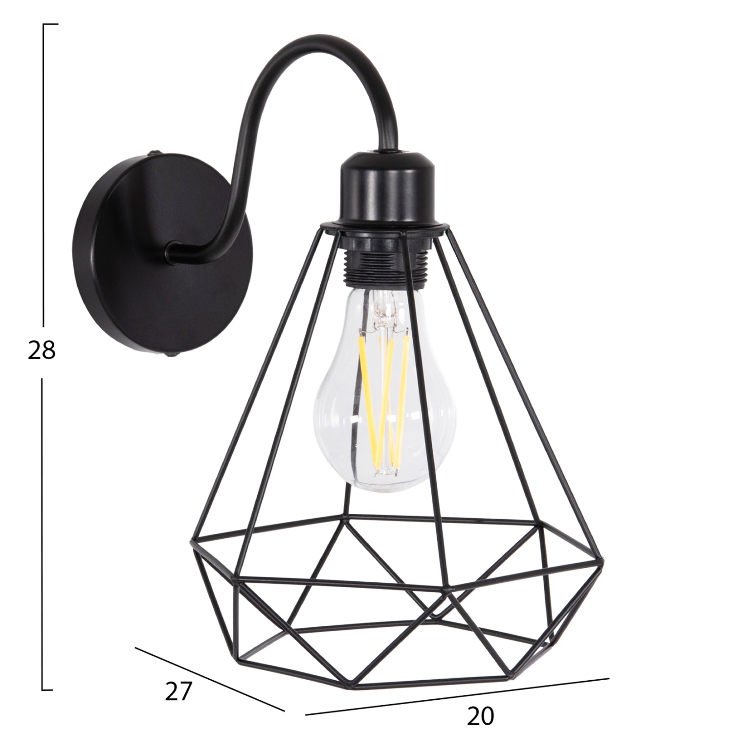 Аплик за стена MILID черен цвят  20x27x28см