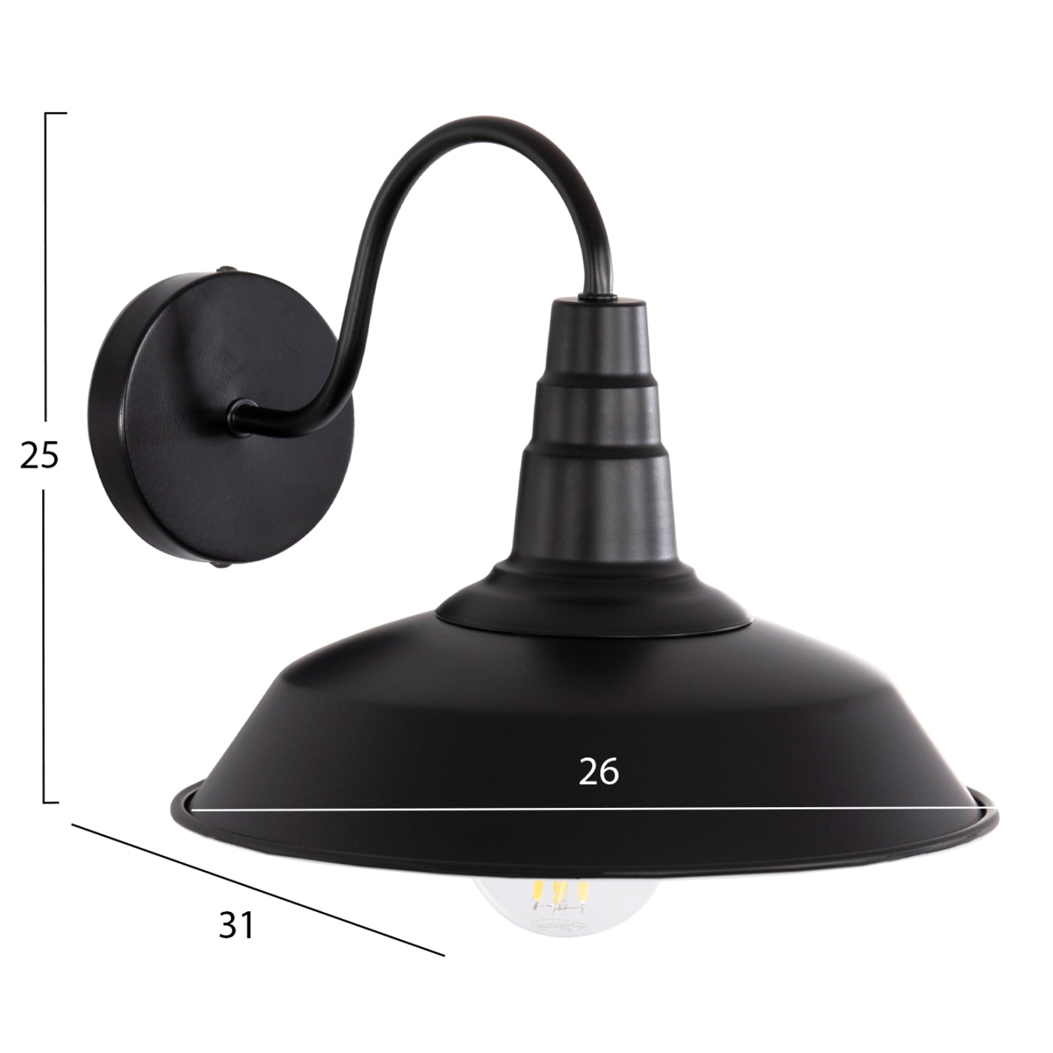 Стенни лампи dono метал в черно 26x31x25см