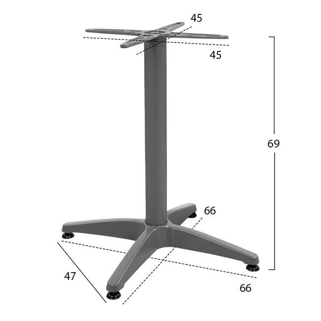 Основа за маса  алуминий сив цвят 66X66X69см с кръстачка 45x45см