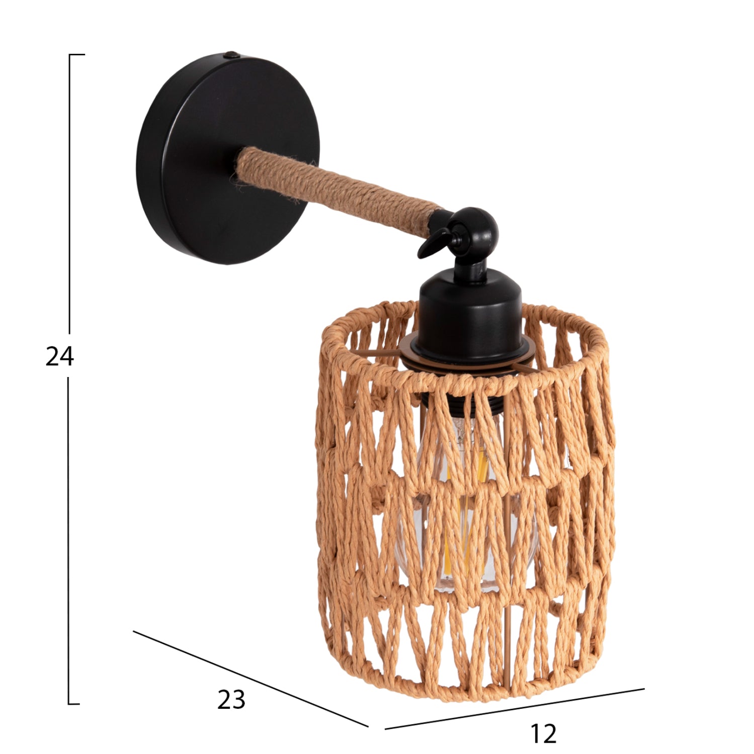 Стенни ламини stolt2 метална цогла-въже- [e27] 12x23x24см