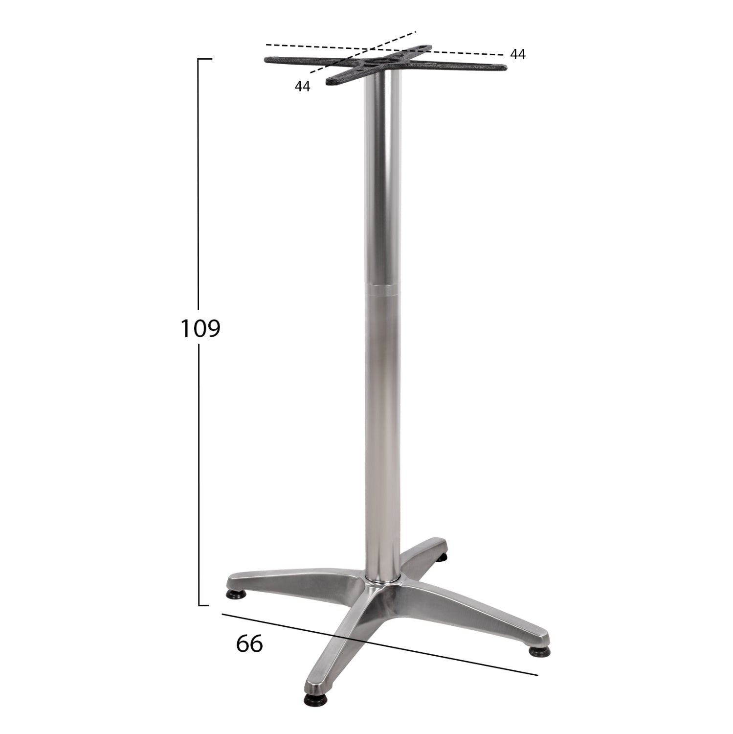Алуминиева основа за бар маса 66X66X107см  хром