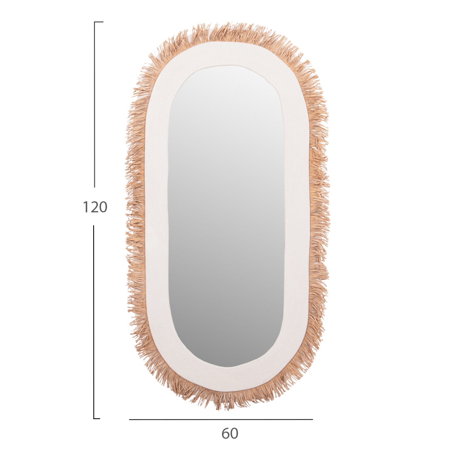 Огледало SANTORINI  цвят бял-натурал 61x1,8x120