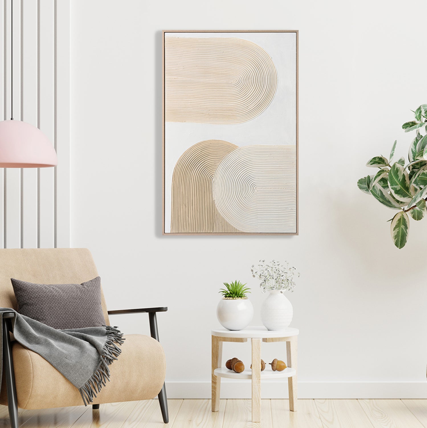 Картина цвят пясъчен-бежова рамка 80x3,5x120