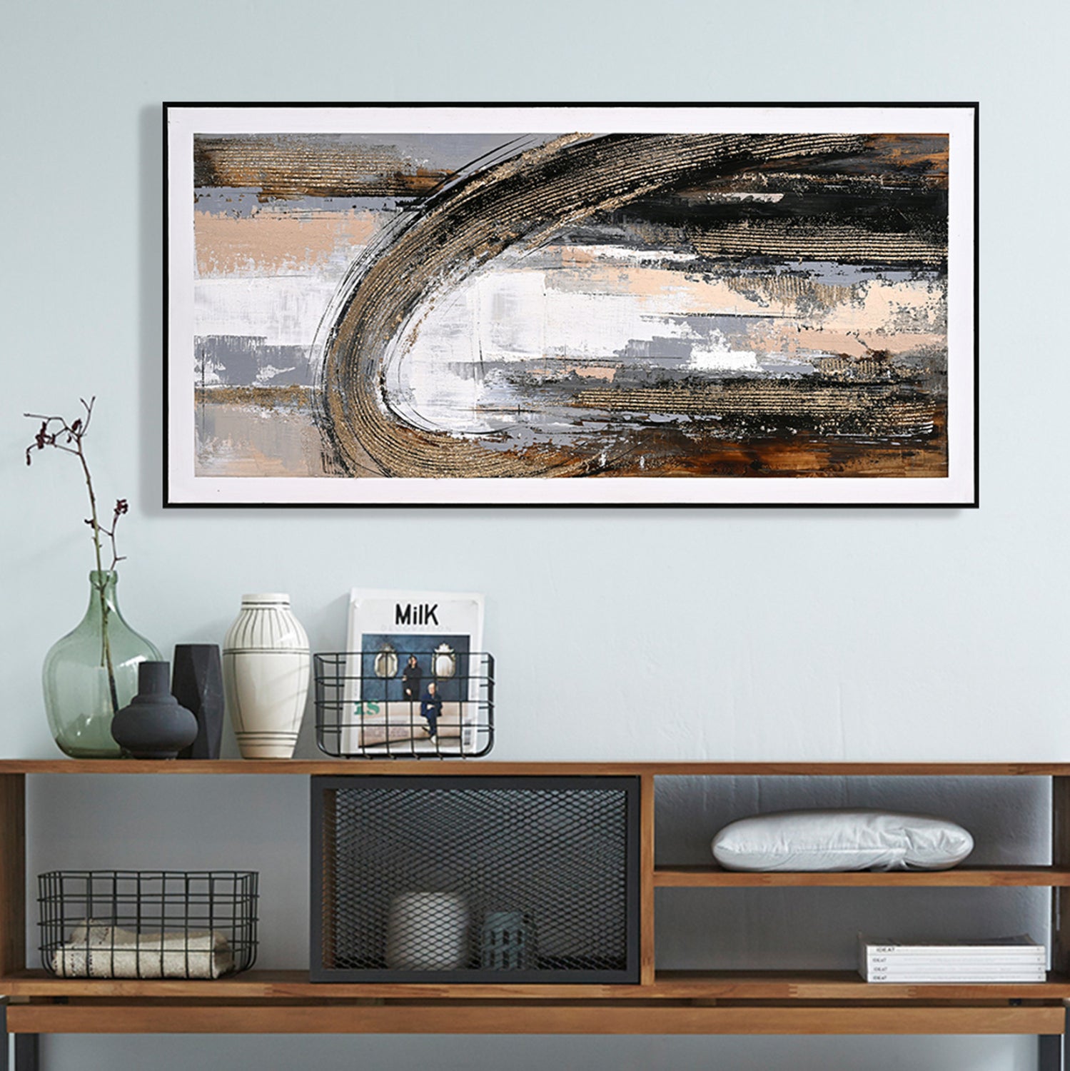 Картина абстрактна с черна рамка  72x4,5x142