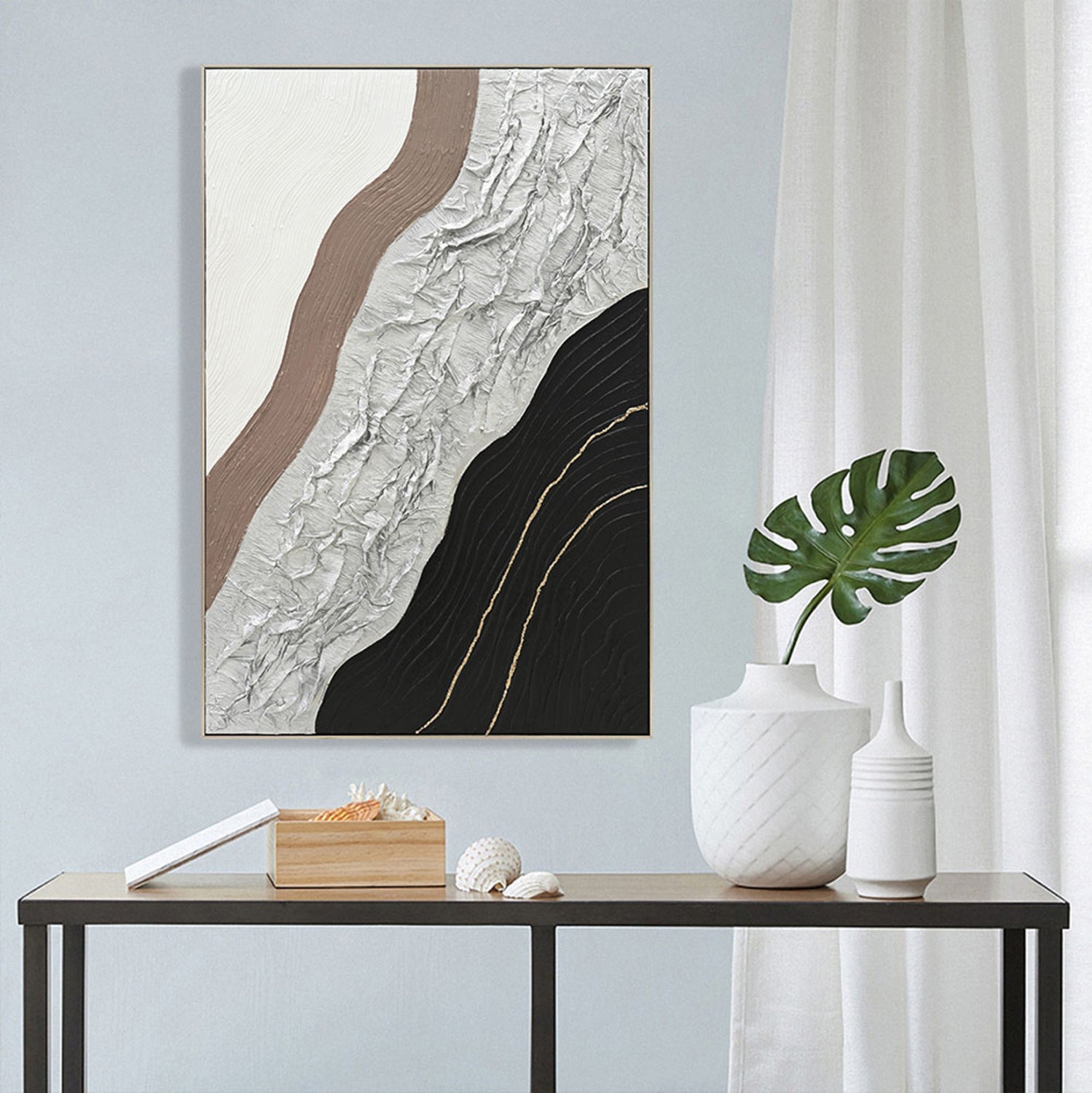Картина  ABSTRACT с бежова рамка 82x4.5x122см