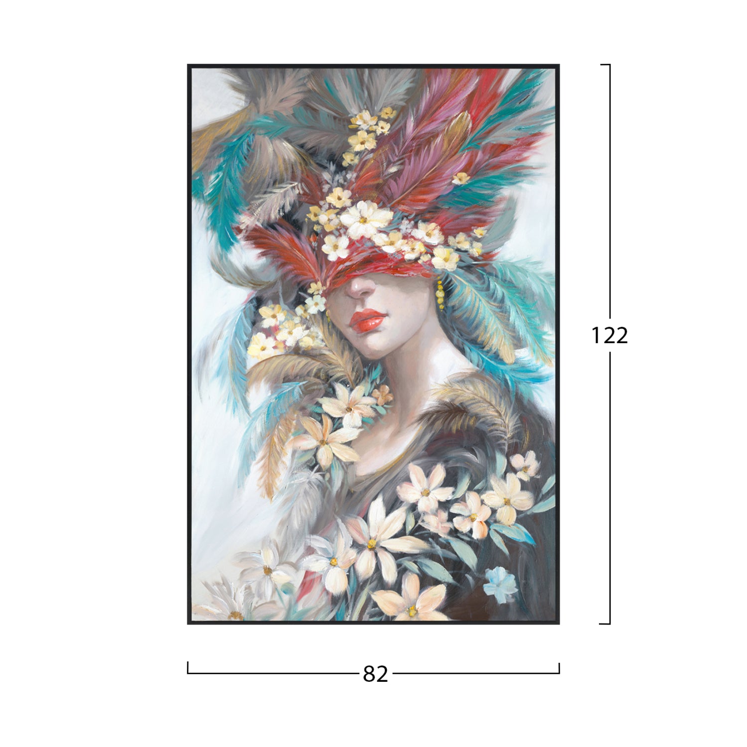 Картина ONNANOKO женско лице черна рамка 82x4.5x122см.