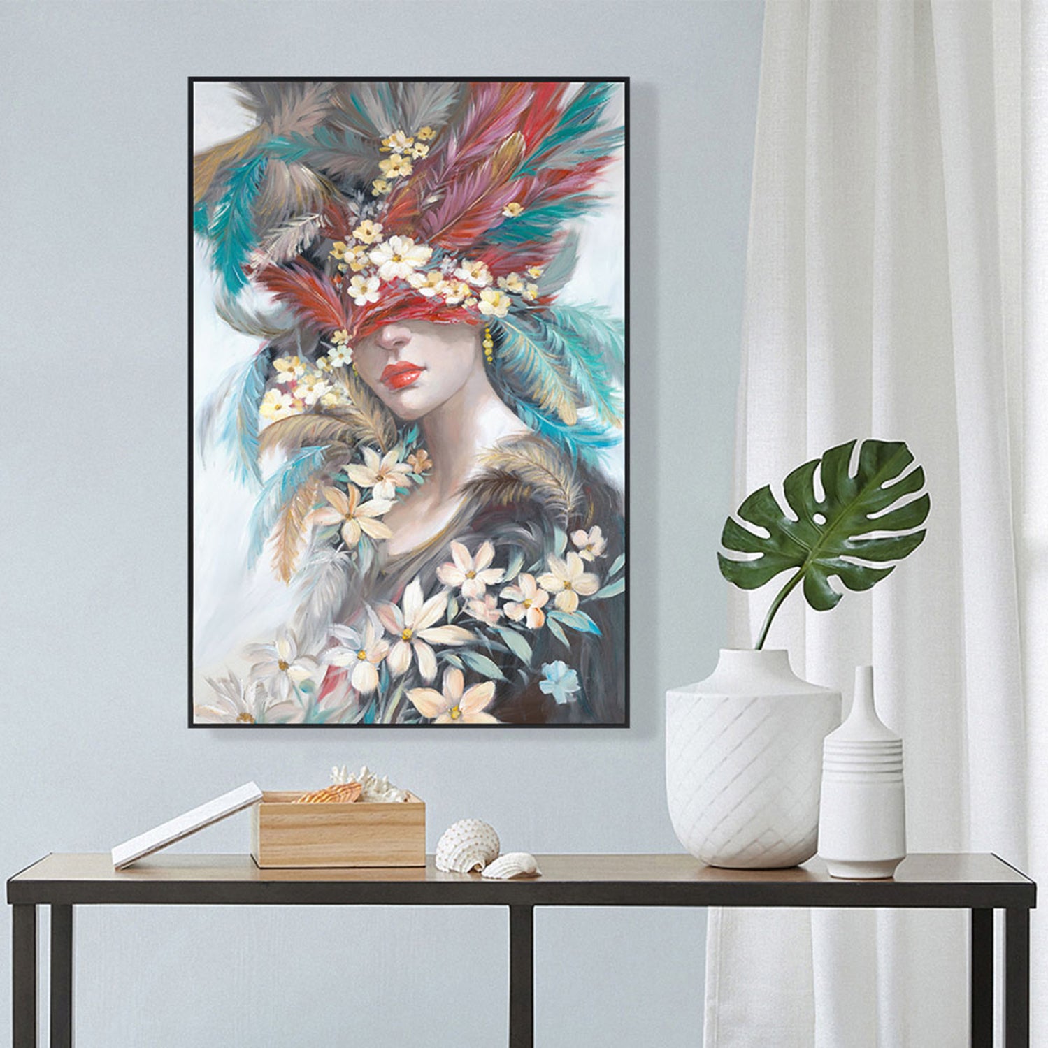 Картина ONNANOKO женско лице черна рамка 82x4.5x122см.