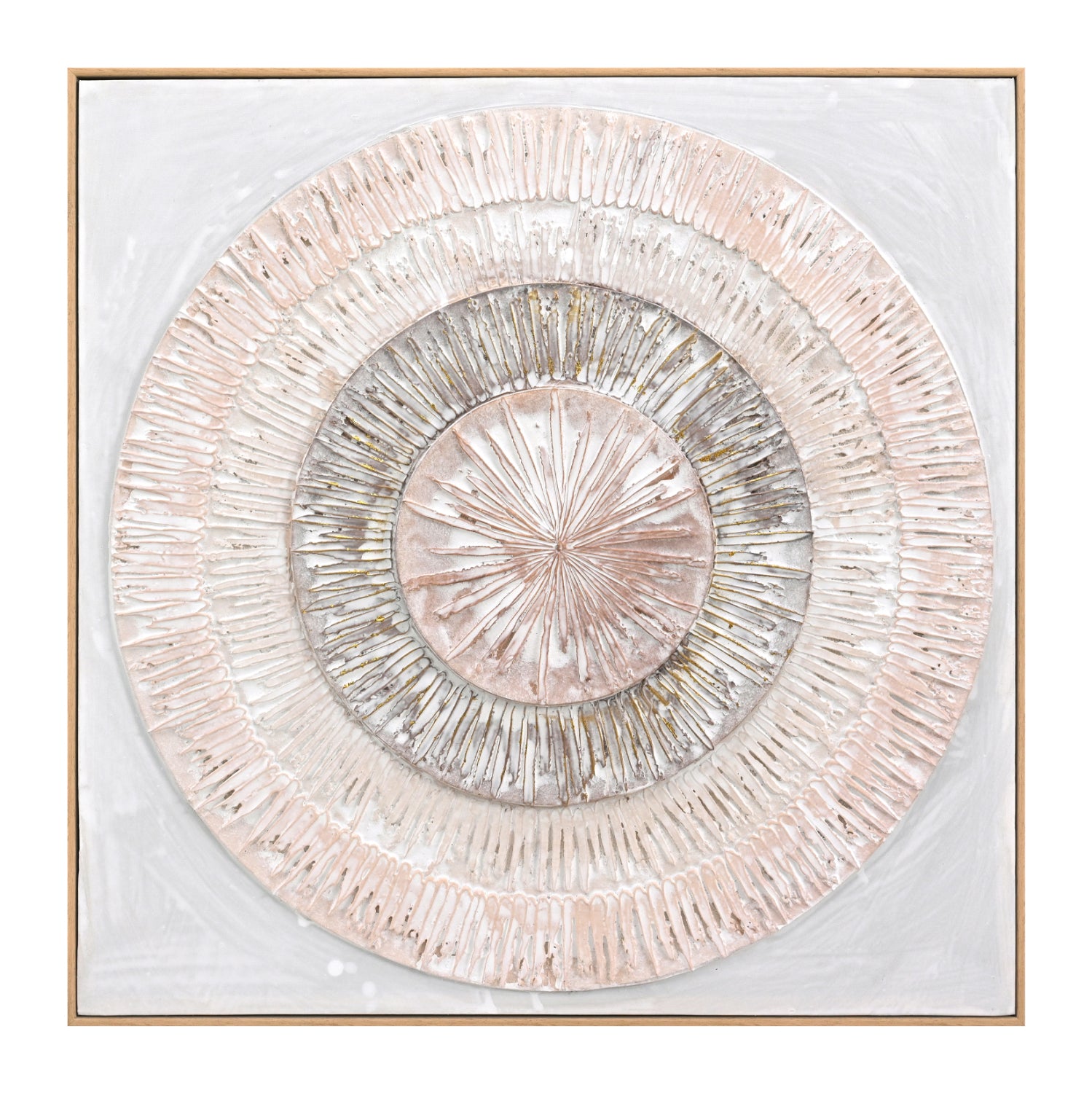 3d картина ръчно изработени кръгове в бежова рамка  82x4.5X82см.