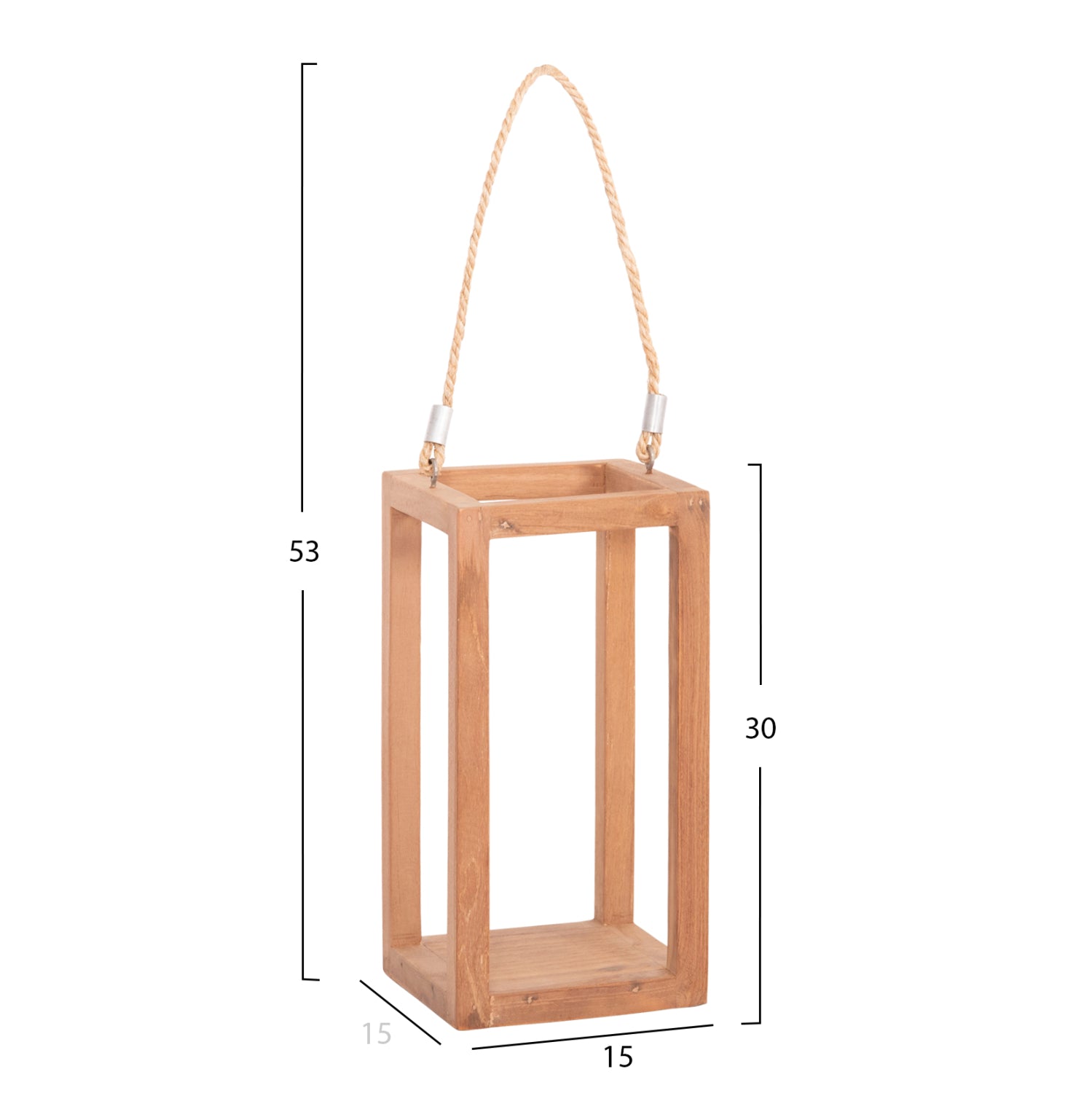 Декоративен настолен фенер FENT тиково дърво 15х15х30-53см