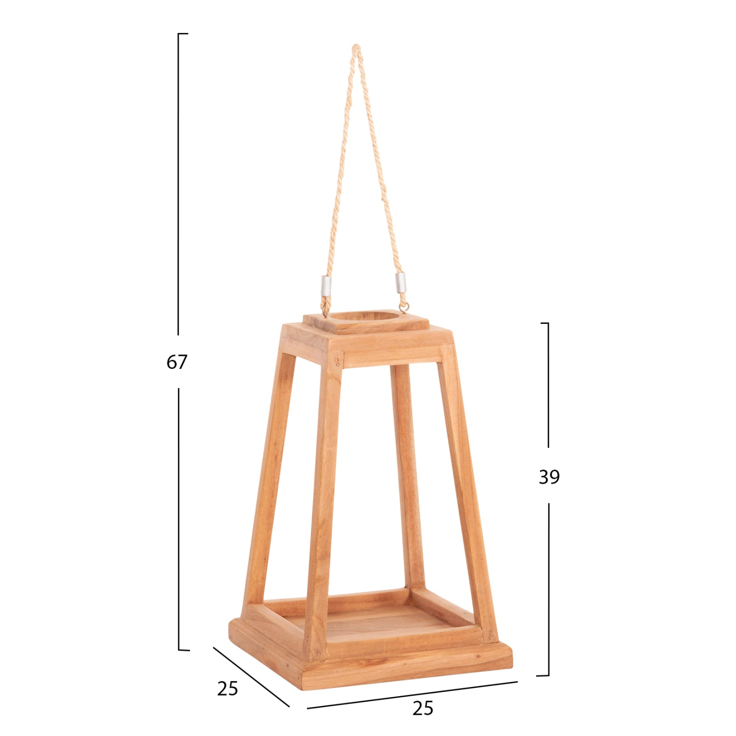 Декоративен фенер 4584 естествен цвят  25х25х39-67см