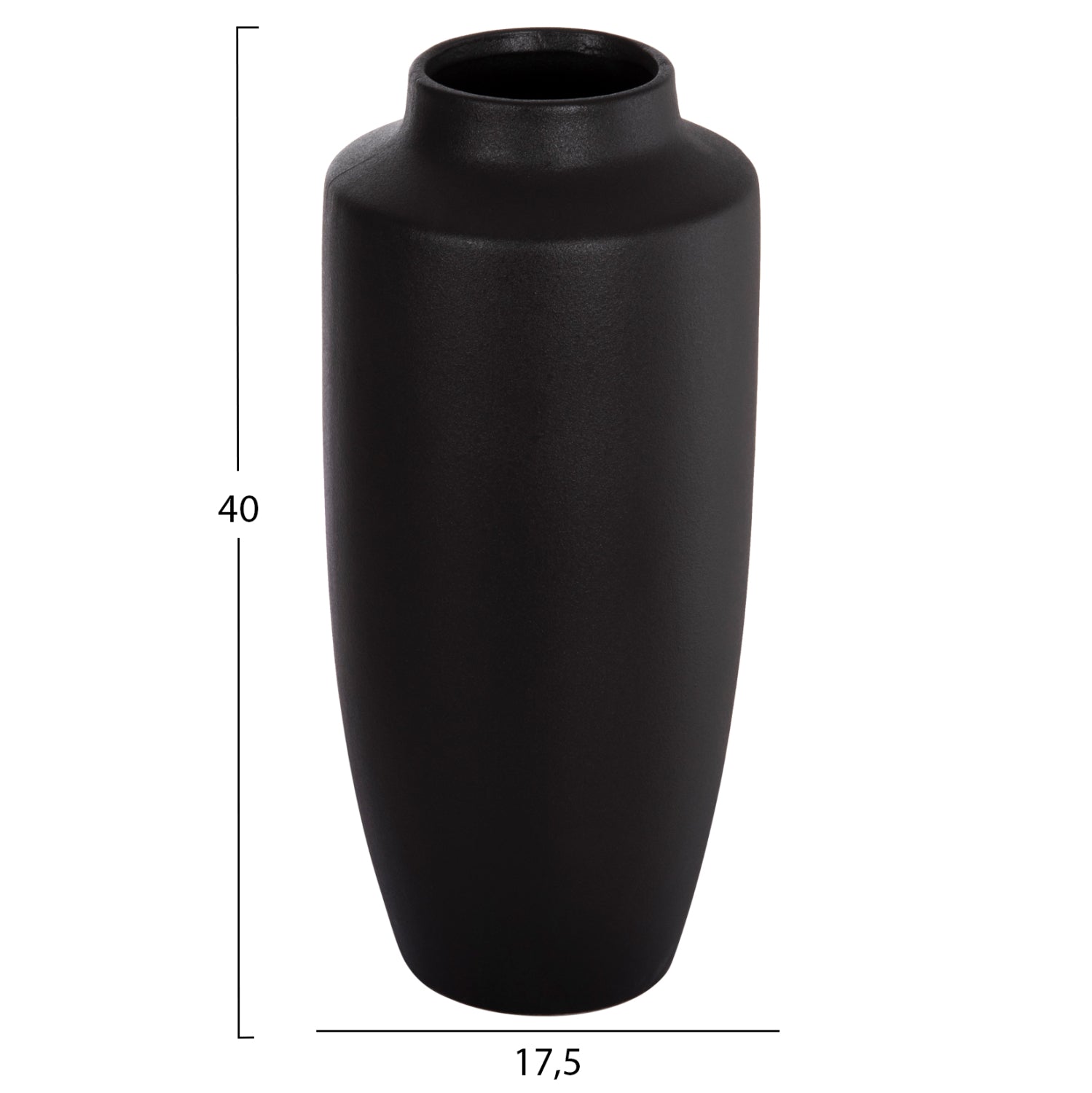 Керамична декоративна ваза за маса , Galad, черна матова, φ17.5x40см