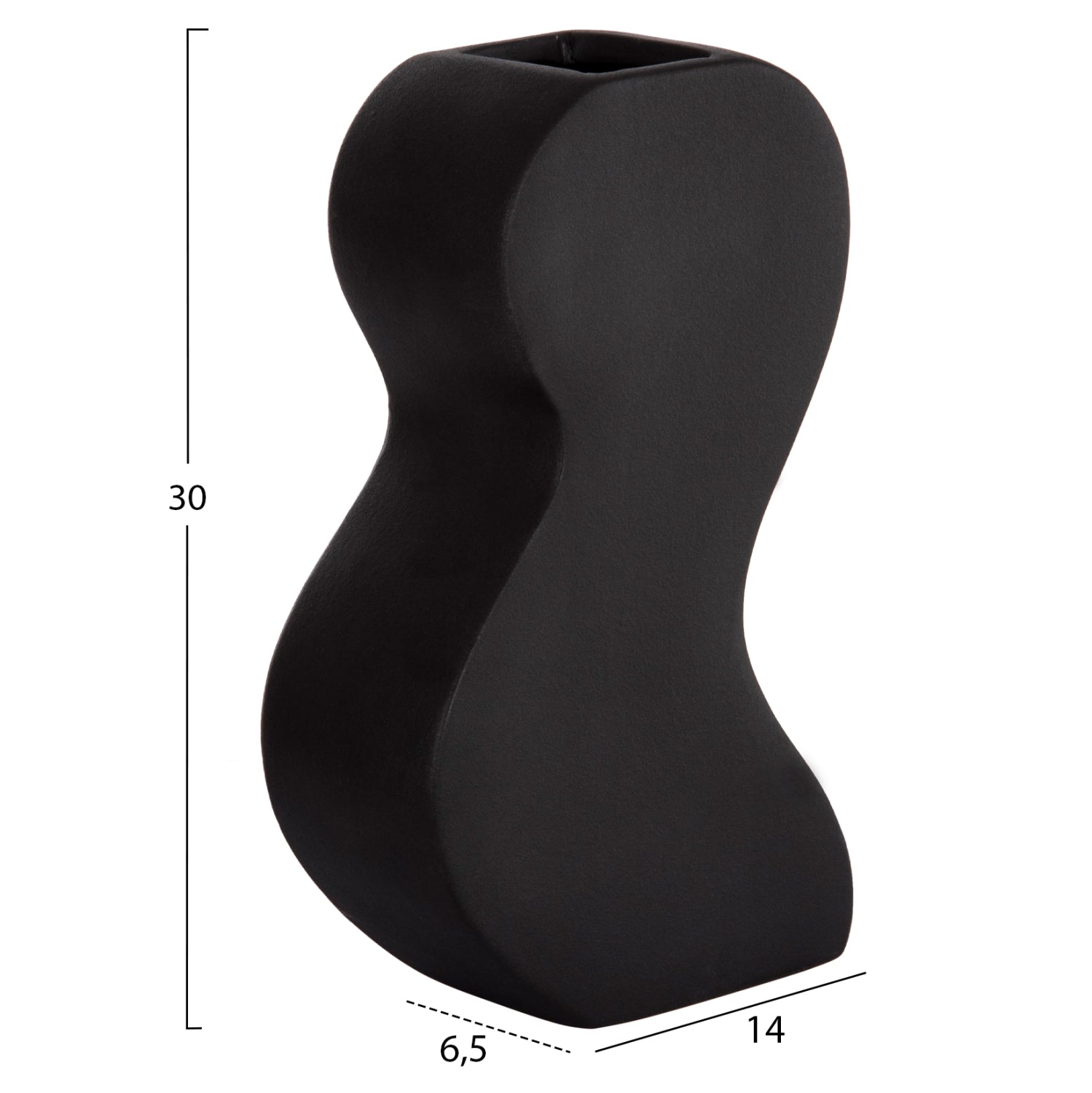 Керамична декоративна плоча за маса SEBOR матова черна, 13x6x22см