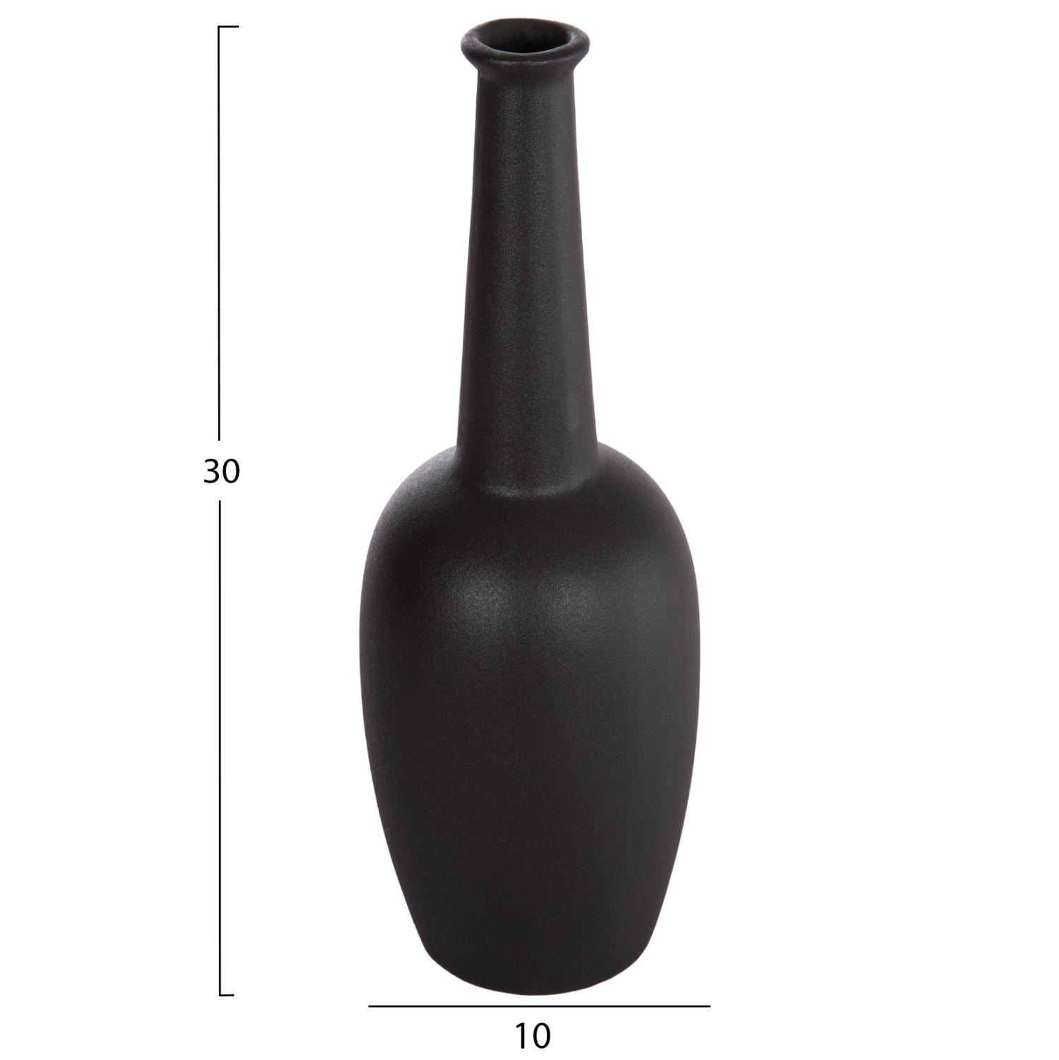 Декоративна керамична ваза  ELENDIL черен мат φ10x30hcm