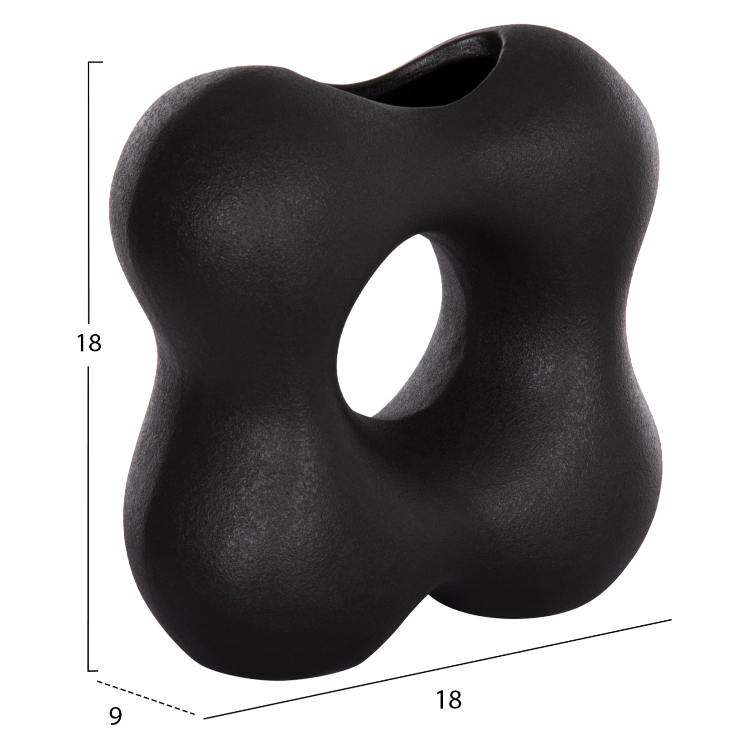 Керамична декоратиция за маса  SEBOR черна, матова 18x9x18см