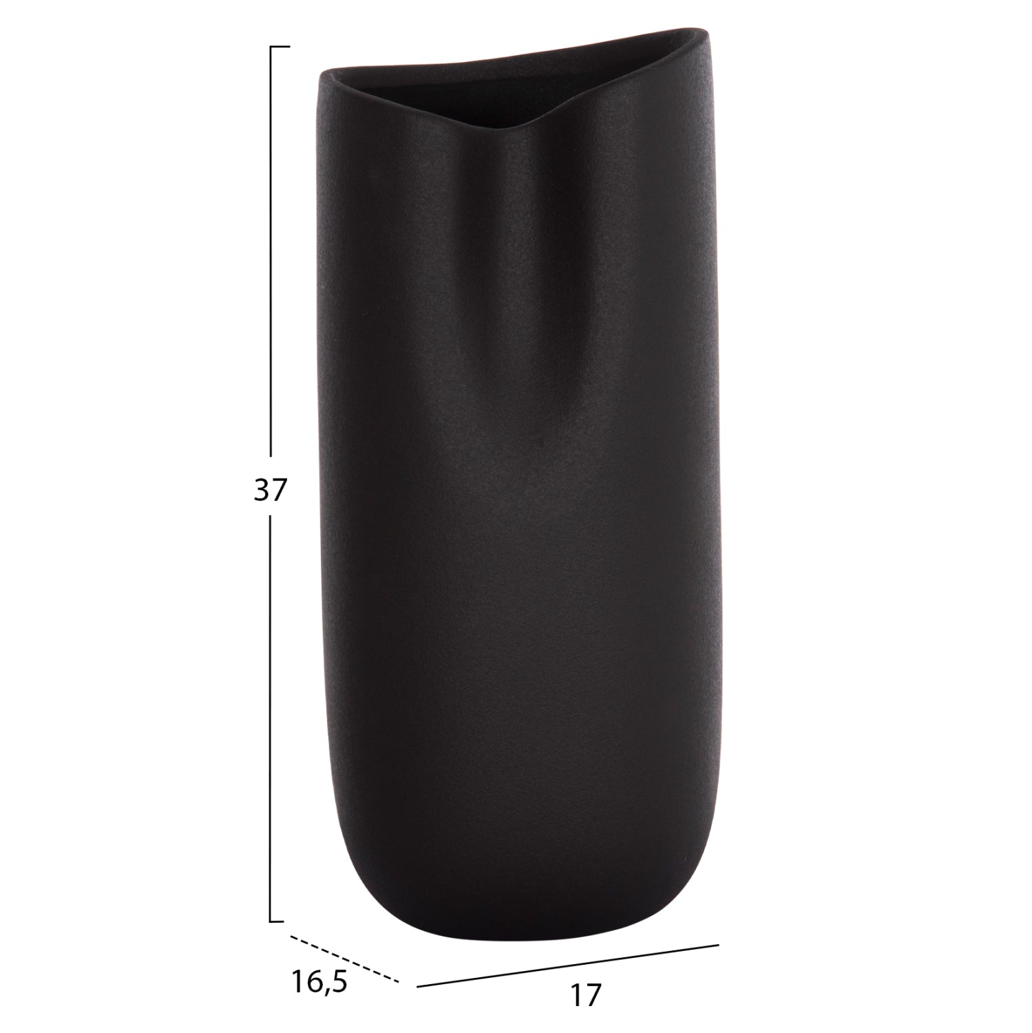 Керамична декоративна глазура за маса  черна матова, 17x16.5x37см