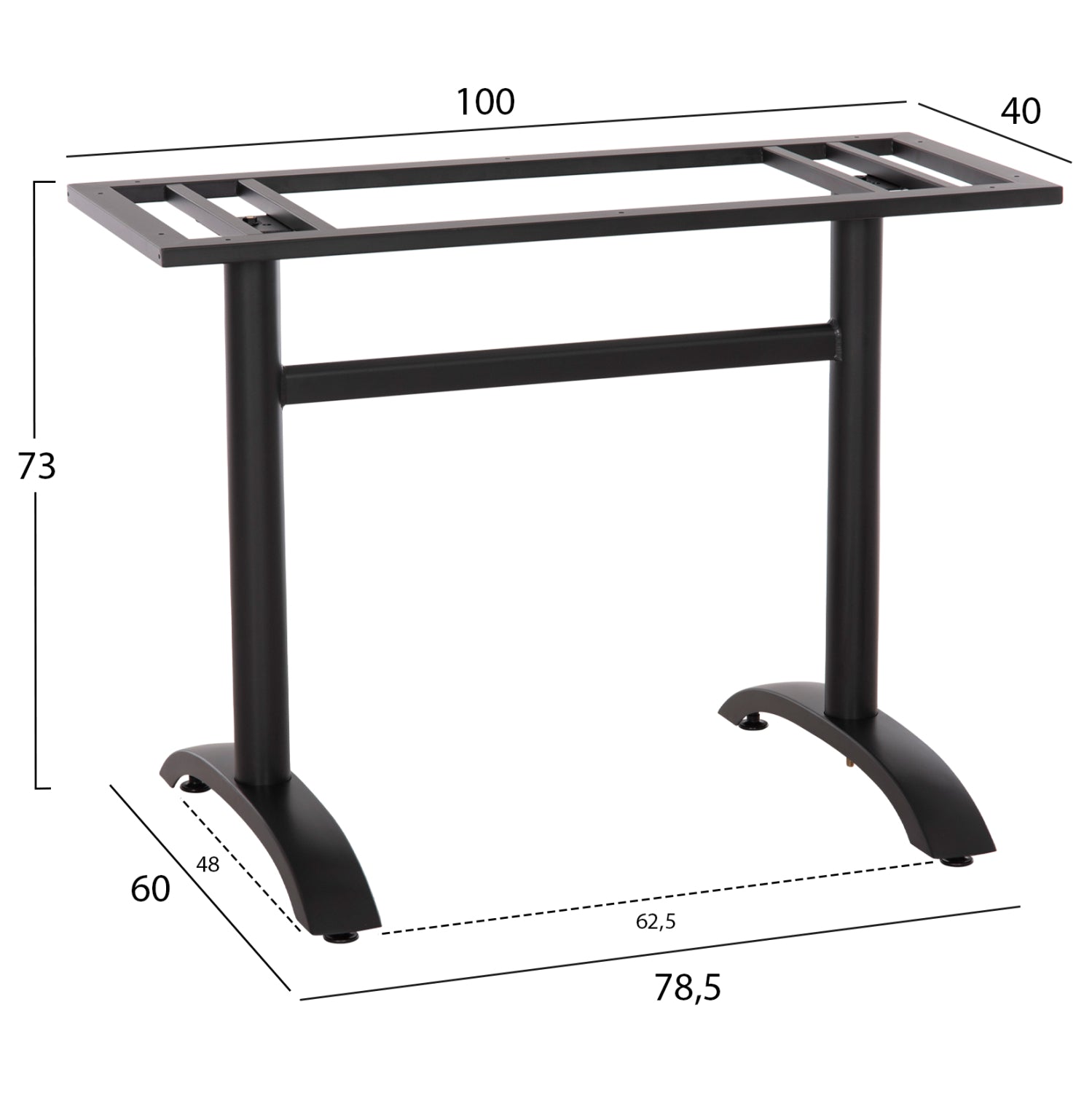 Основа за маса /461.11 двойна 100Χ40Χ73 -черен цвят