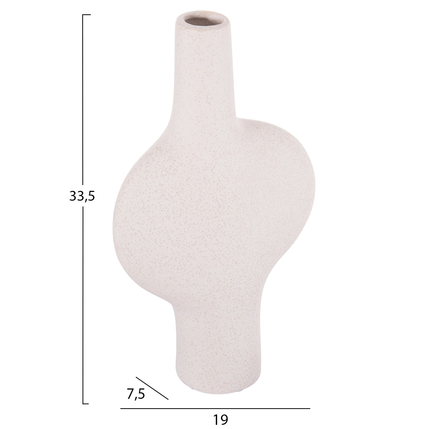 Декоративна керамична ваза Аrken бял 19x7.5x33.5см