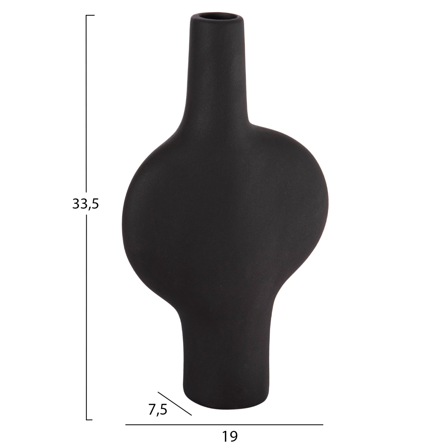 Керамична декоративна плоча за маса, серия Аrken, черна, матова, 19x7.5x33.5см