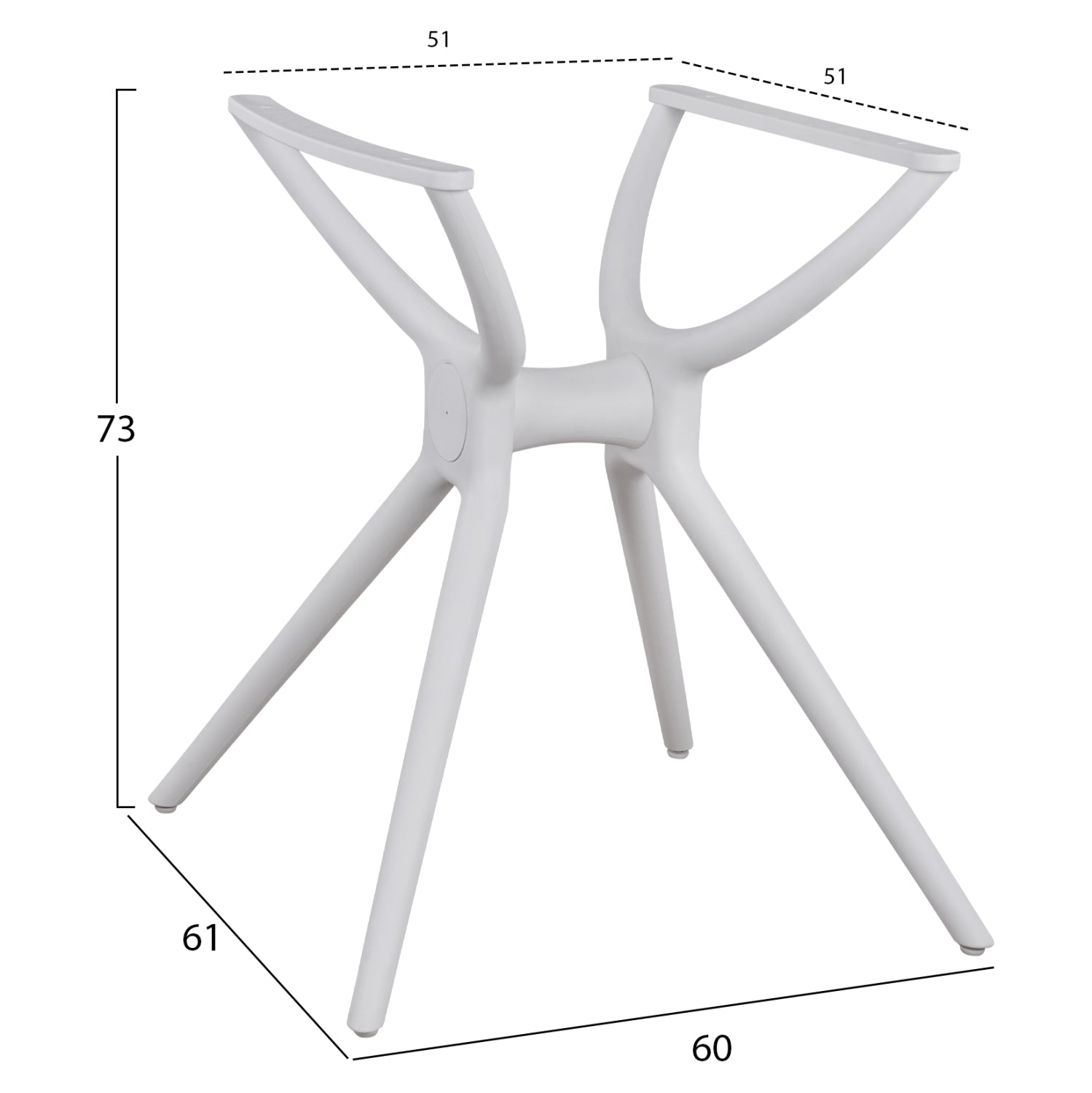 Основа за маса 462.02/60x61/73 см -бял цвят полипропилен
