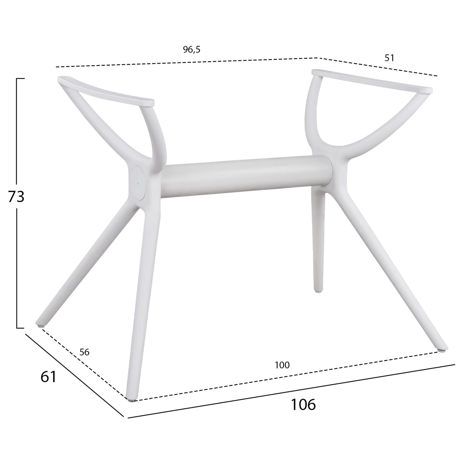 Основа за маса 120x80 /73см-полипропилен-бял цвят/463.02