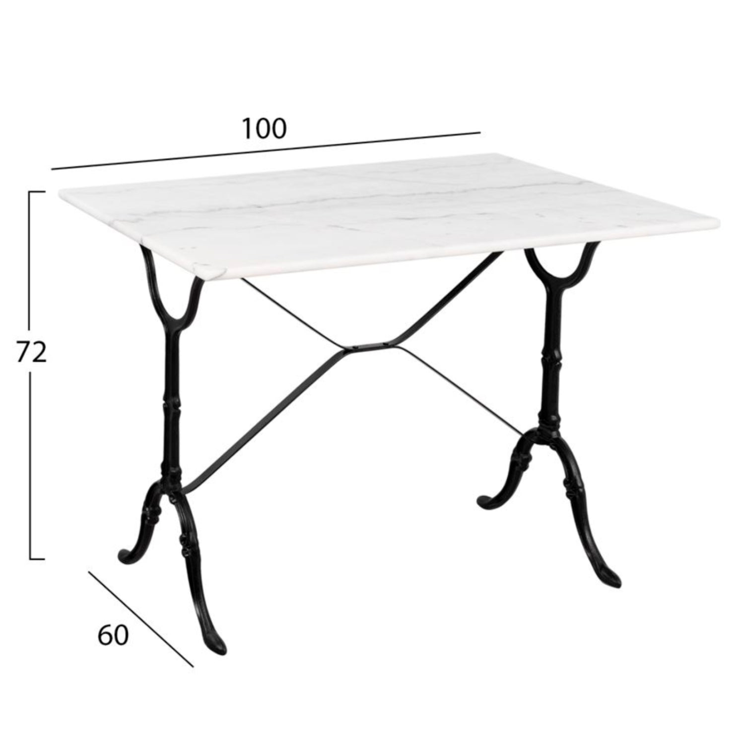 Градински комплект от 5 части /маса 100/60см мрамор/чугун -черен метал