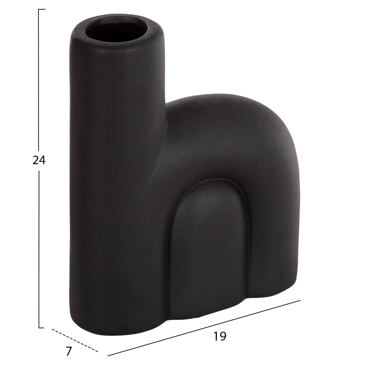 Декоративен керамичен плот за маса ARCON черен мат 19x7x24в см