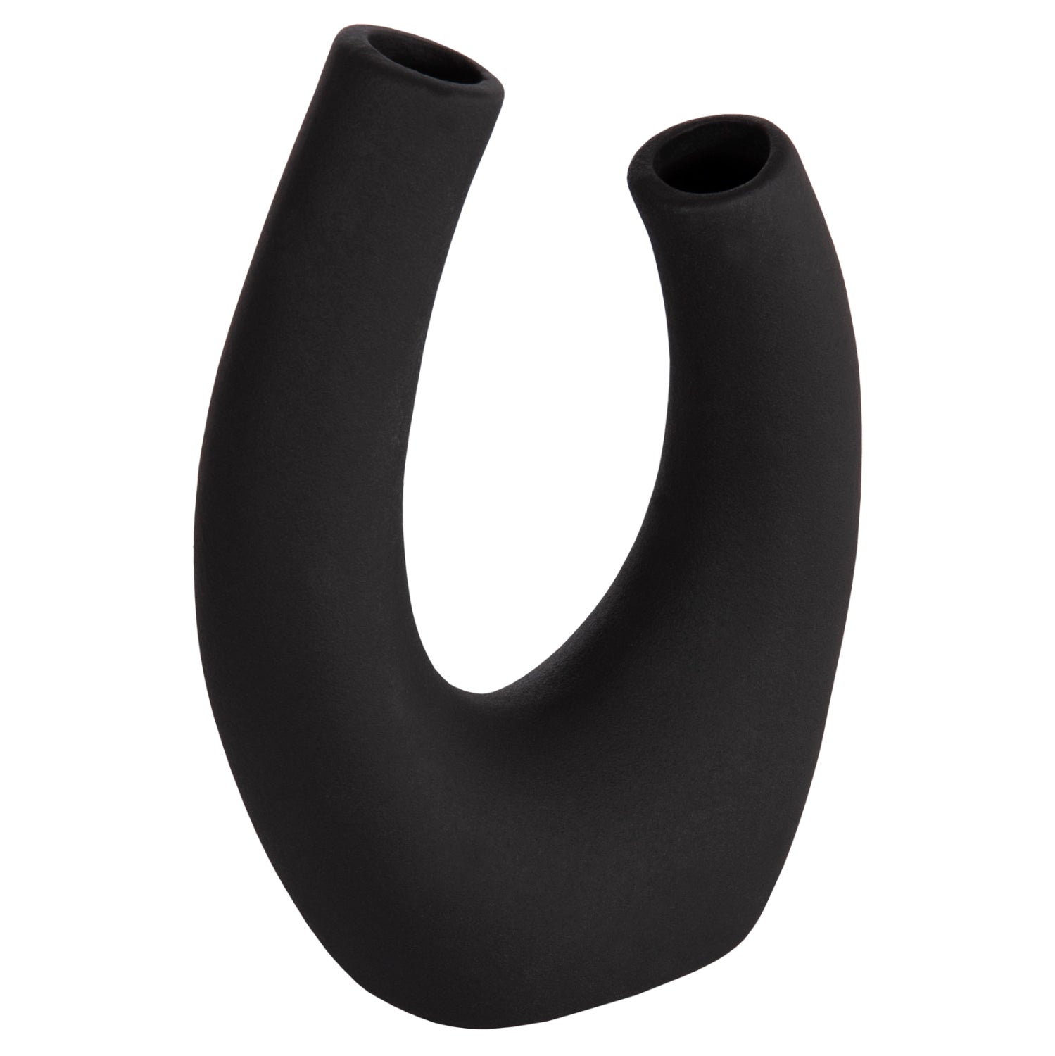 Декоративен керамичен плот за маса елипсовидна, черен, матов, 15x7x21.5 см