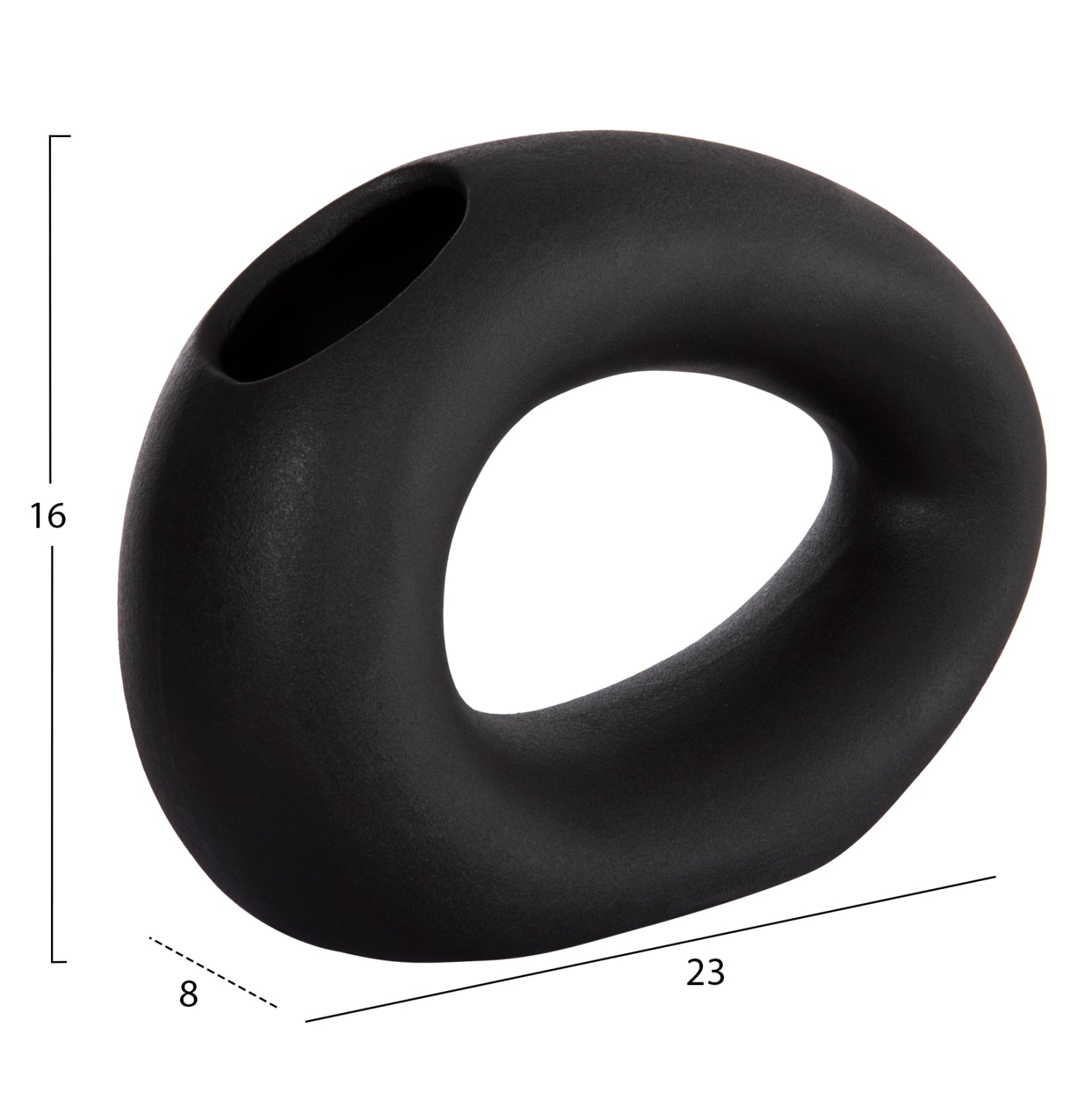Декоративен керамичен плот за маса елипса, черен, матов, 23x8x16в см