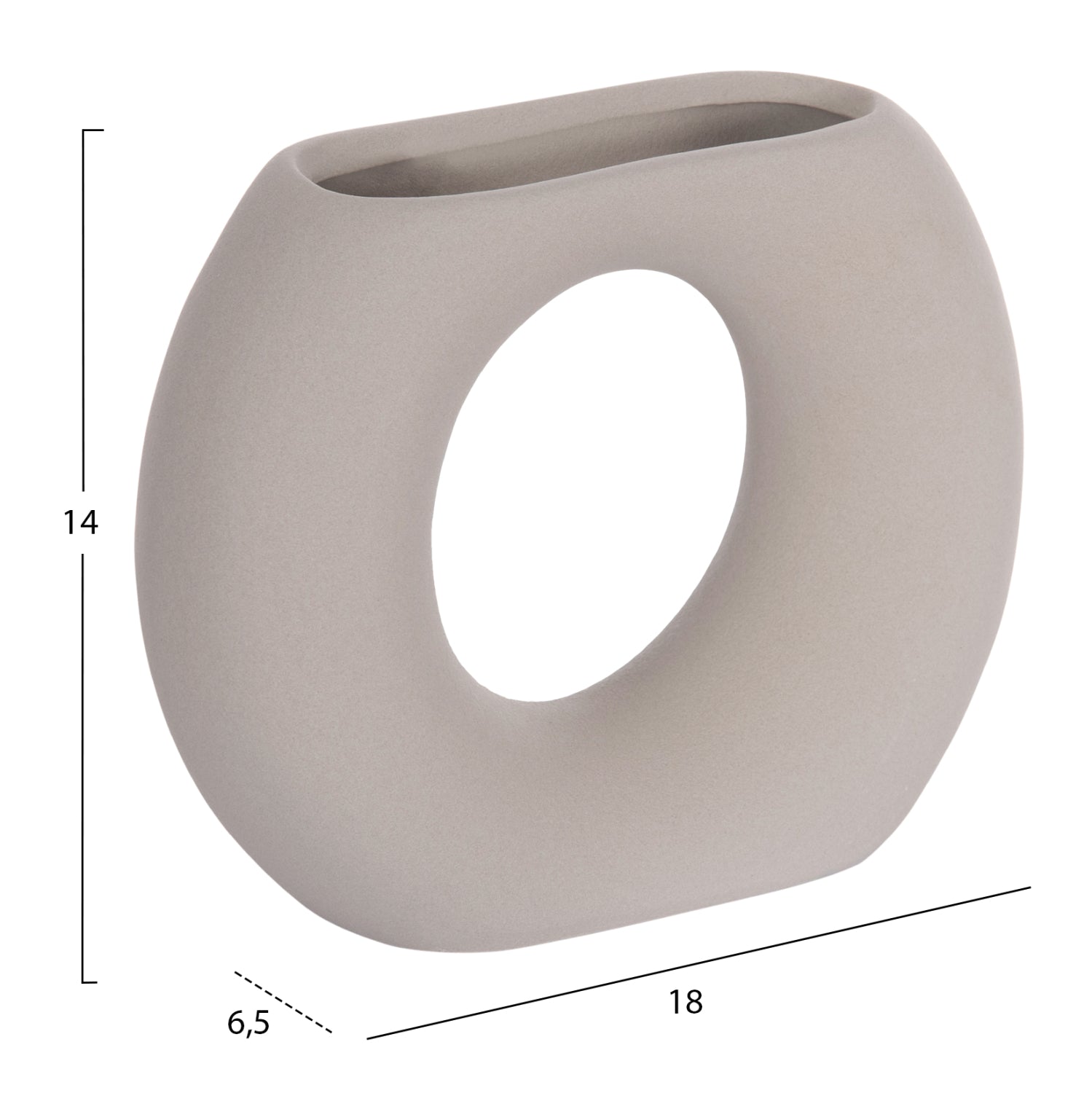 Декоративен керамичен плот за  маса елипсовиден сив, матов, 18x6.5x14см