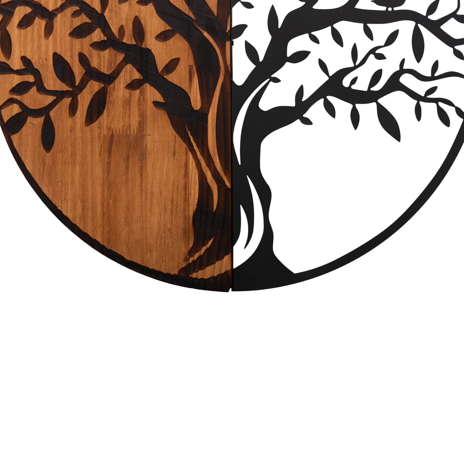 Декорация за стена ILLUSION цвят натурал-черен метал/дърво 56,5x3x56,5