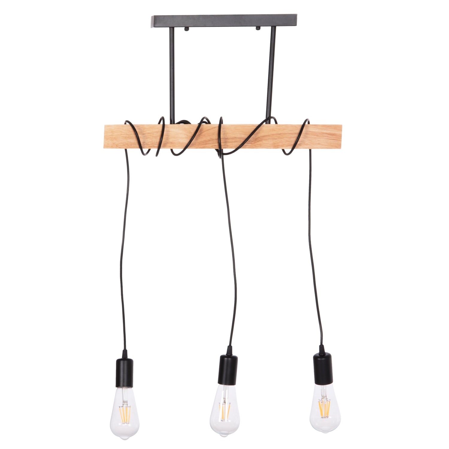 Таванна лампа VOLKS метал-дърво естествен-черен цвят  49.5x5x134.5см