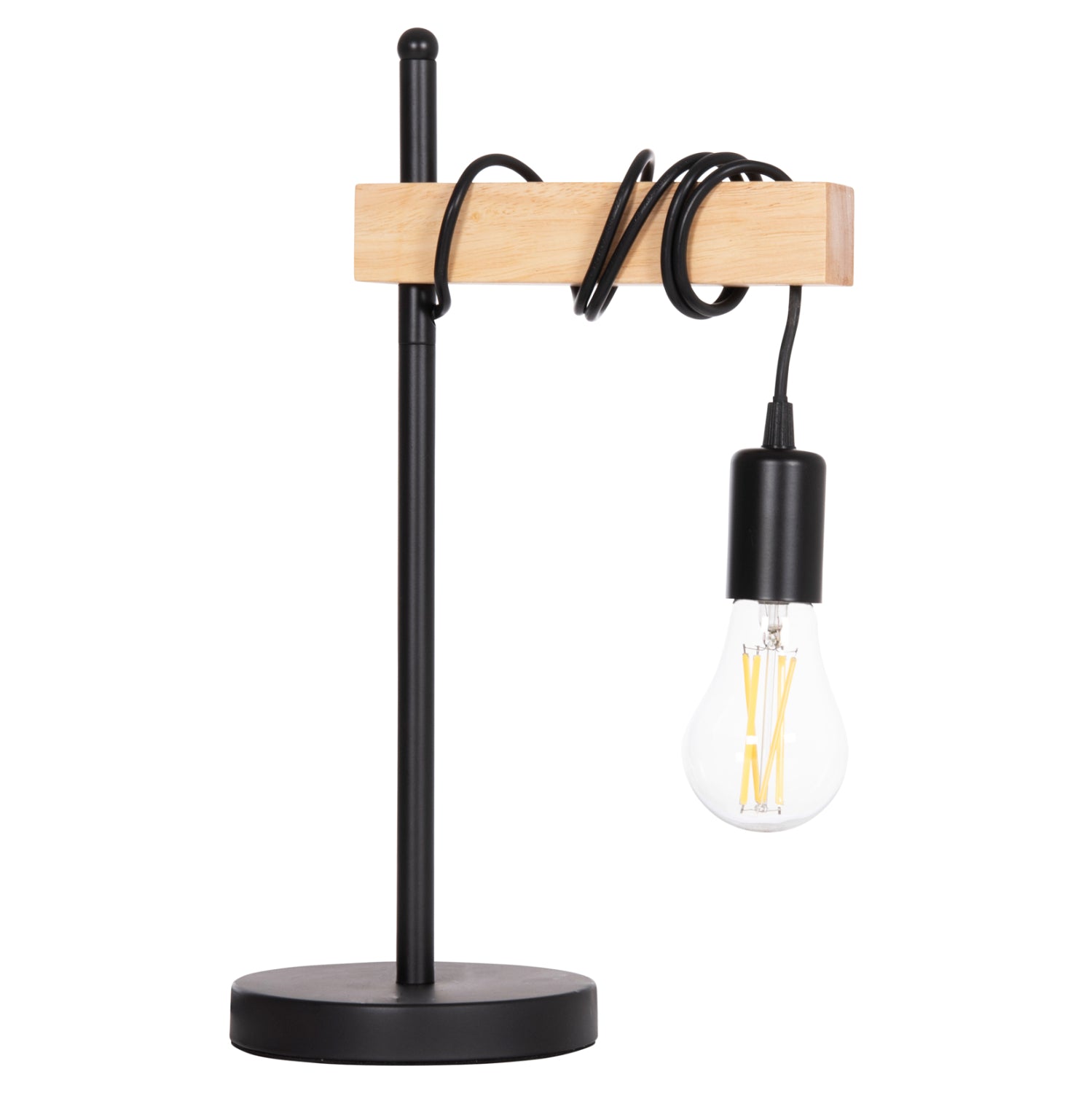 Настолна лампа volks метал-дърво 15x26x41см