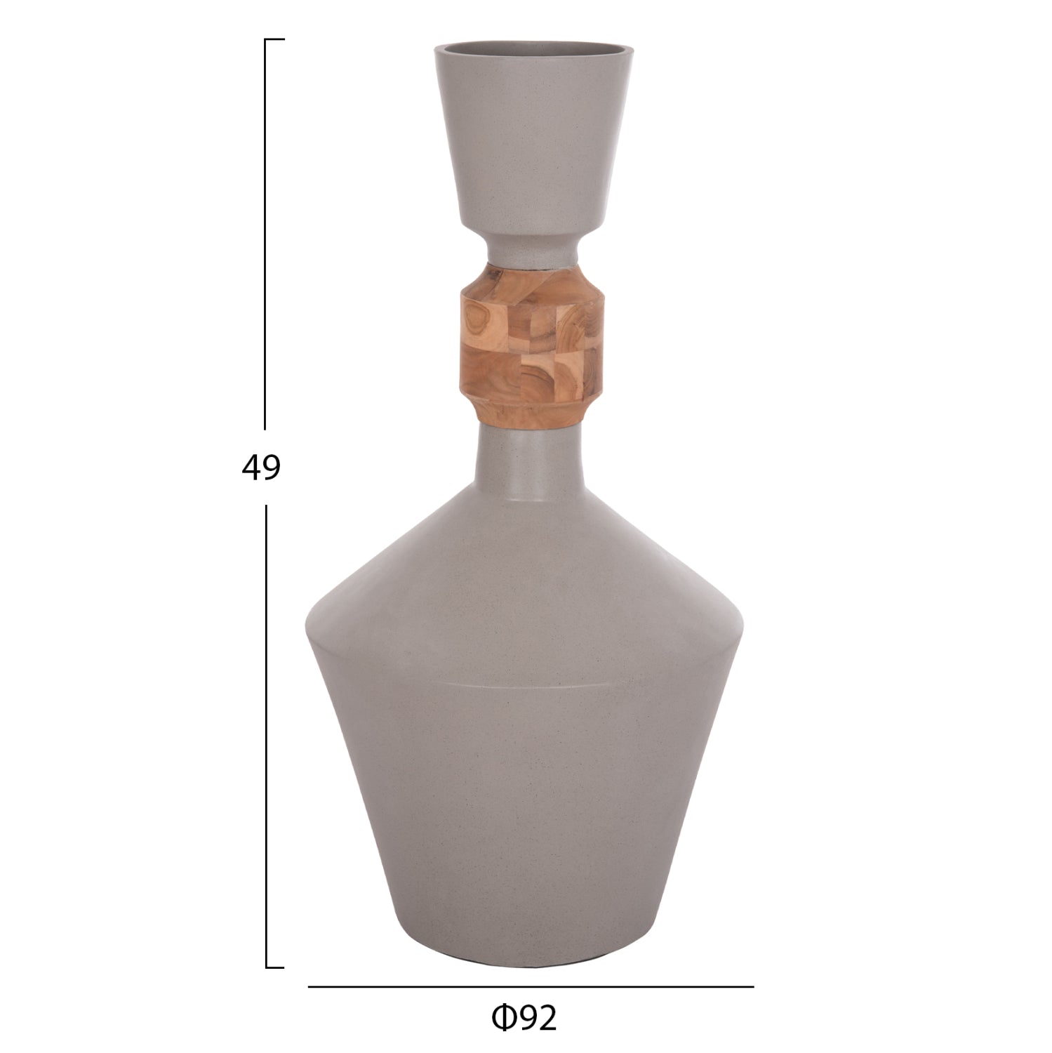 Декоративна подова ваза Nebula  фибро цимент сив тиково дърво φ60x115см.