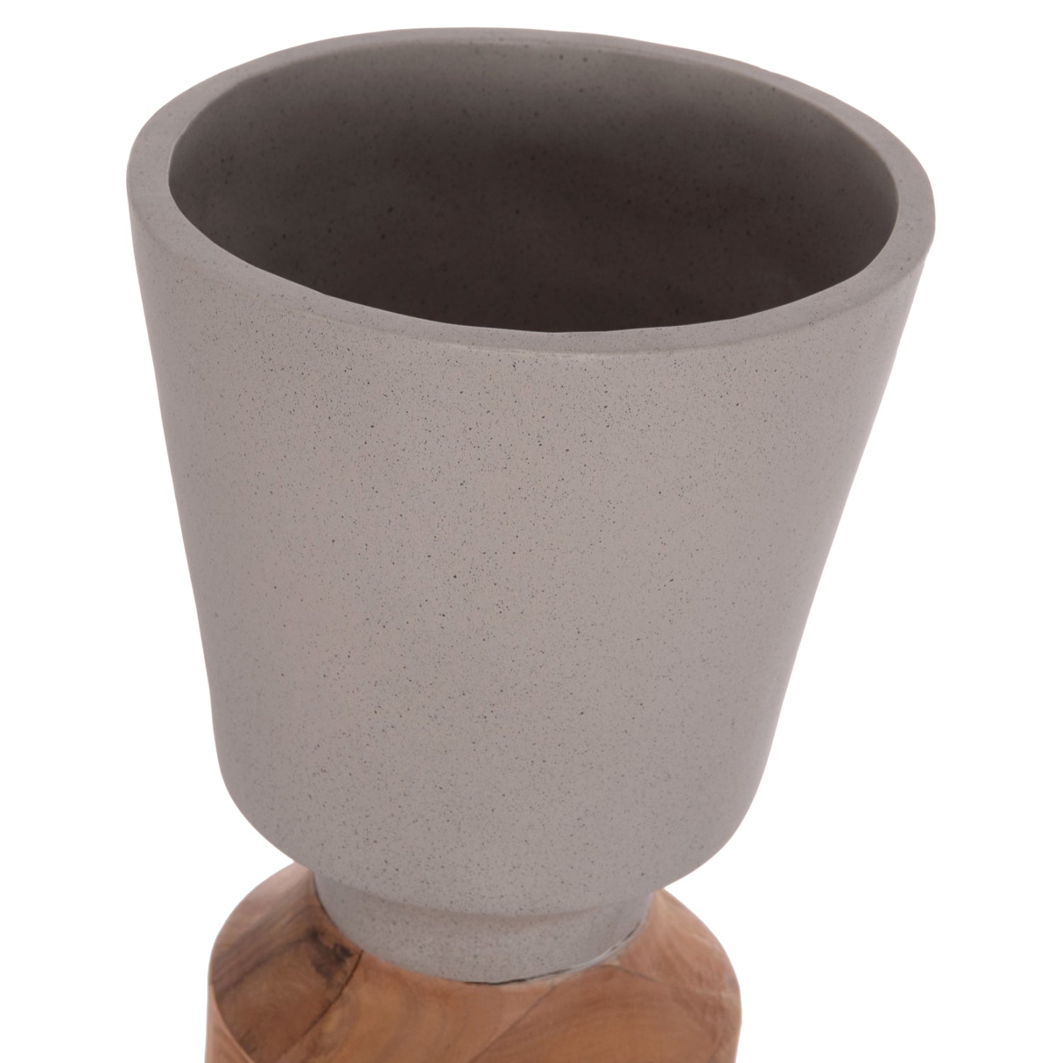 Декоративна подова ваза Nebula  фибро цимент сив тиково дърво φ60x115см.