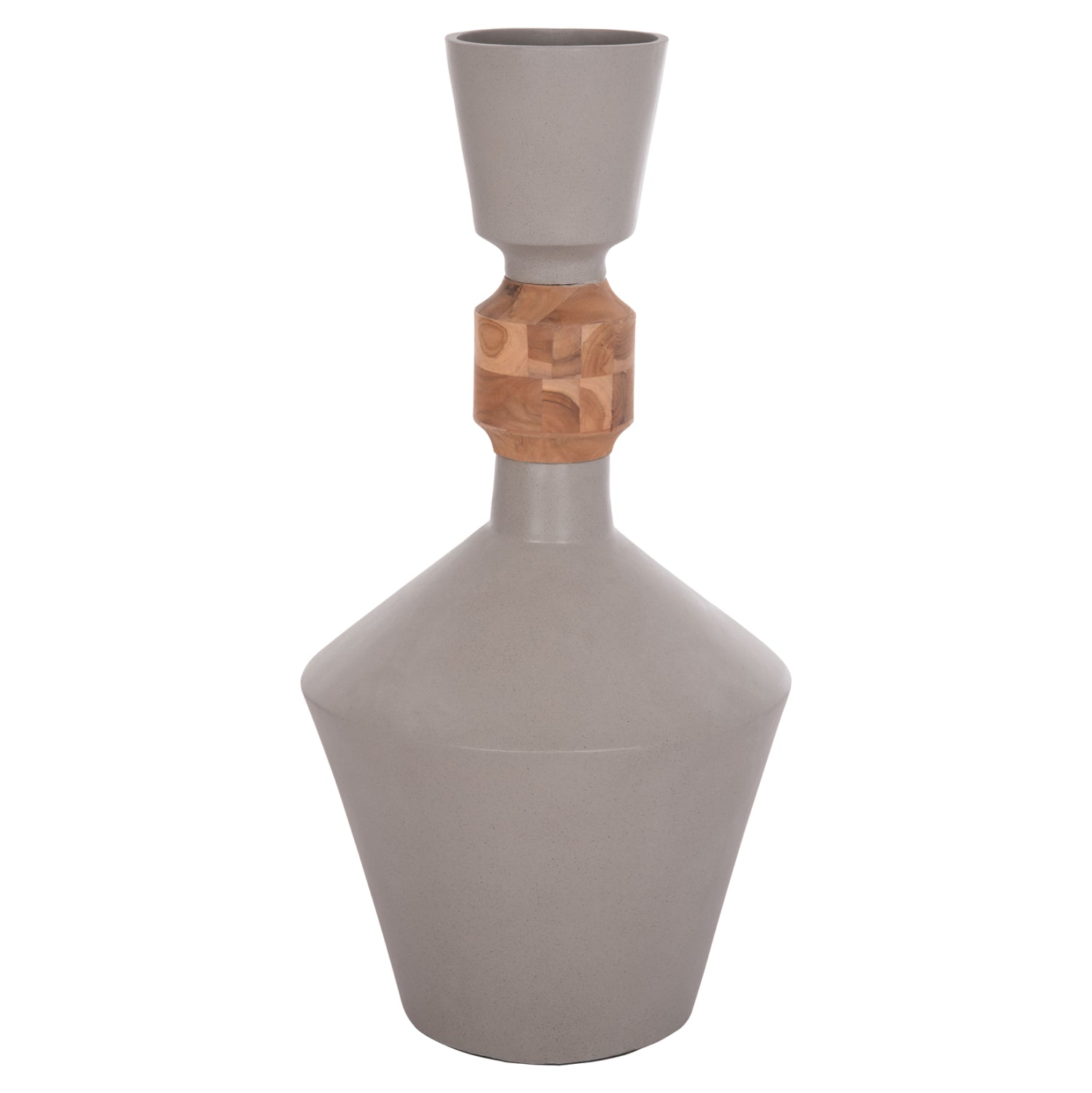 Декоративна подова ваза Nebula  фибро цимент сив тиково дърво φ60x115см.