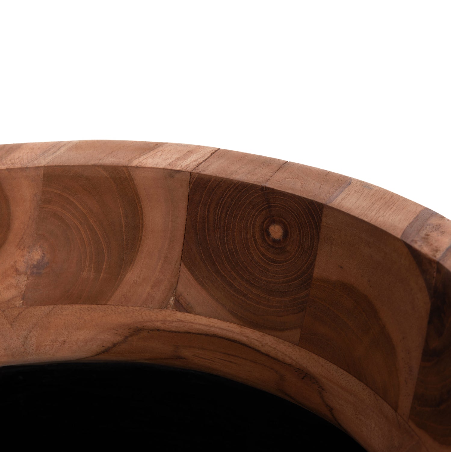 Декоративна подова ваза Линтер фибро цимент черен--тиково дърво φ41x47hcm.