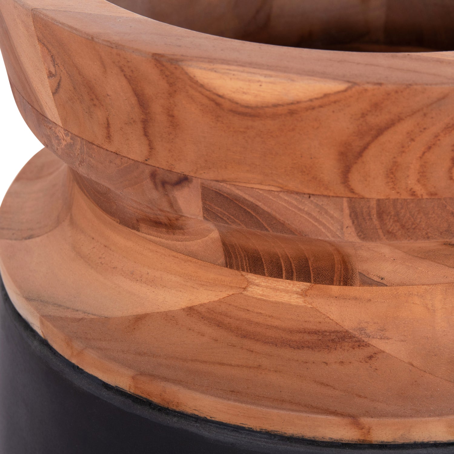 Декоративна подова ваза Линтер фибро цимент черен--тиково дърво φ34x60hcm.