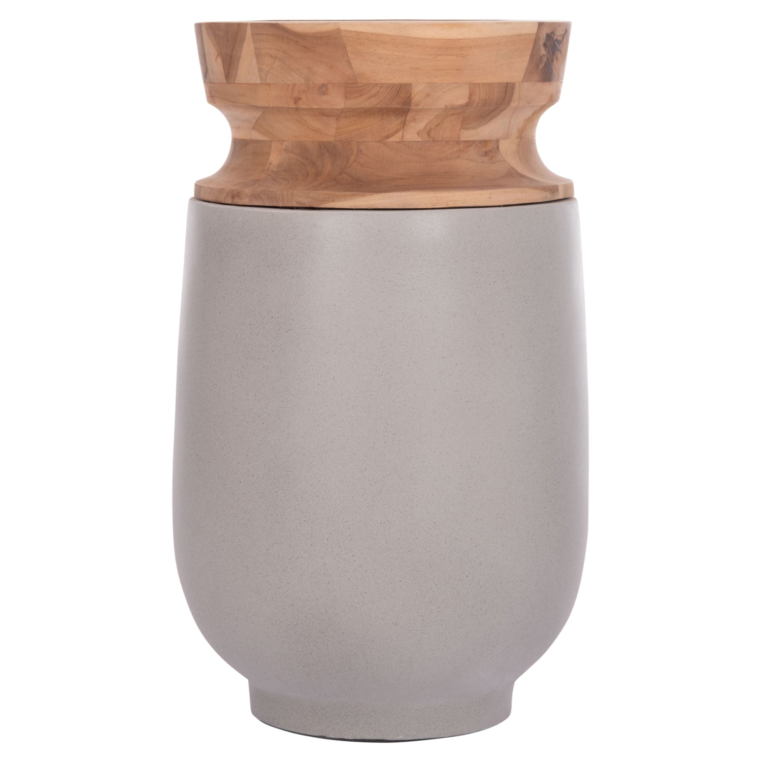 Декоративна подова ваза Линтер фибро цимент сив--тиково дърво φ34x60hcm.
